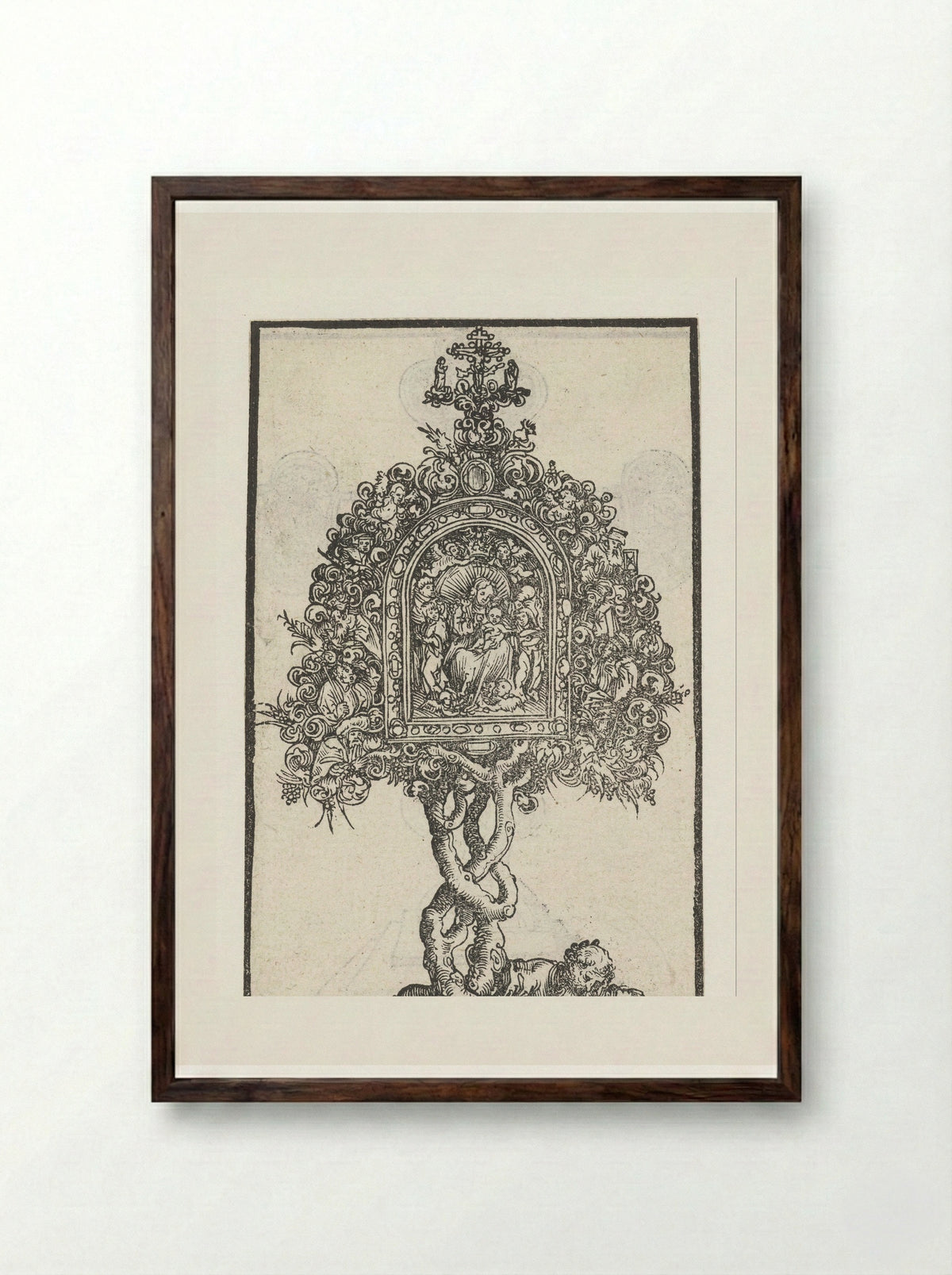Reliquary with the Tree of Jesse and the Virgin and Child - Lucas Cranach the Elder - Framed Print Dark Wood