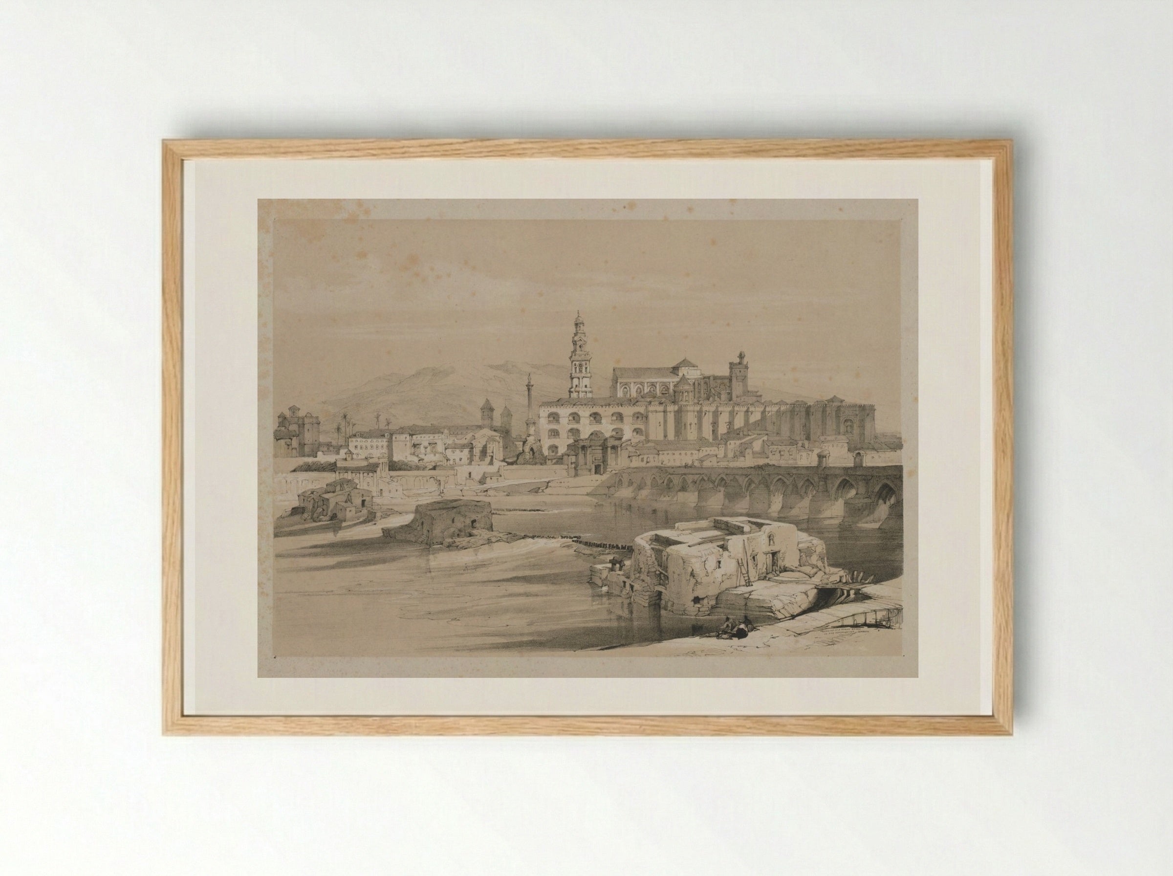 Remains of a Roman Bridge on the Guadalquivir, Cordova - Thomas Shotter Boys - Framed Print Wood