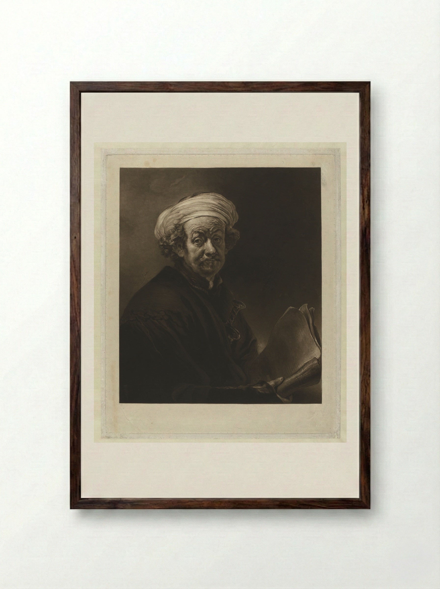 Rembrandt as Saint Paul - Charles Turner - Framed Print Dark Wood