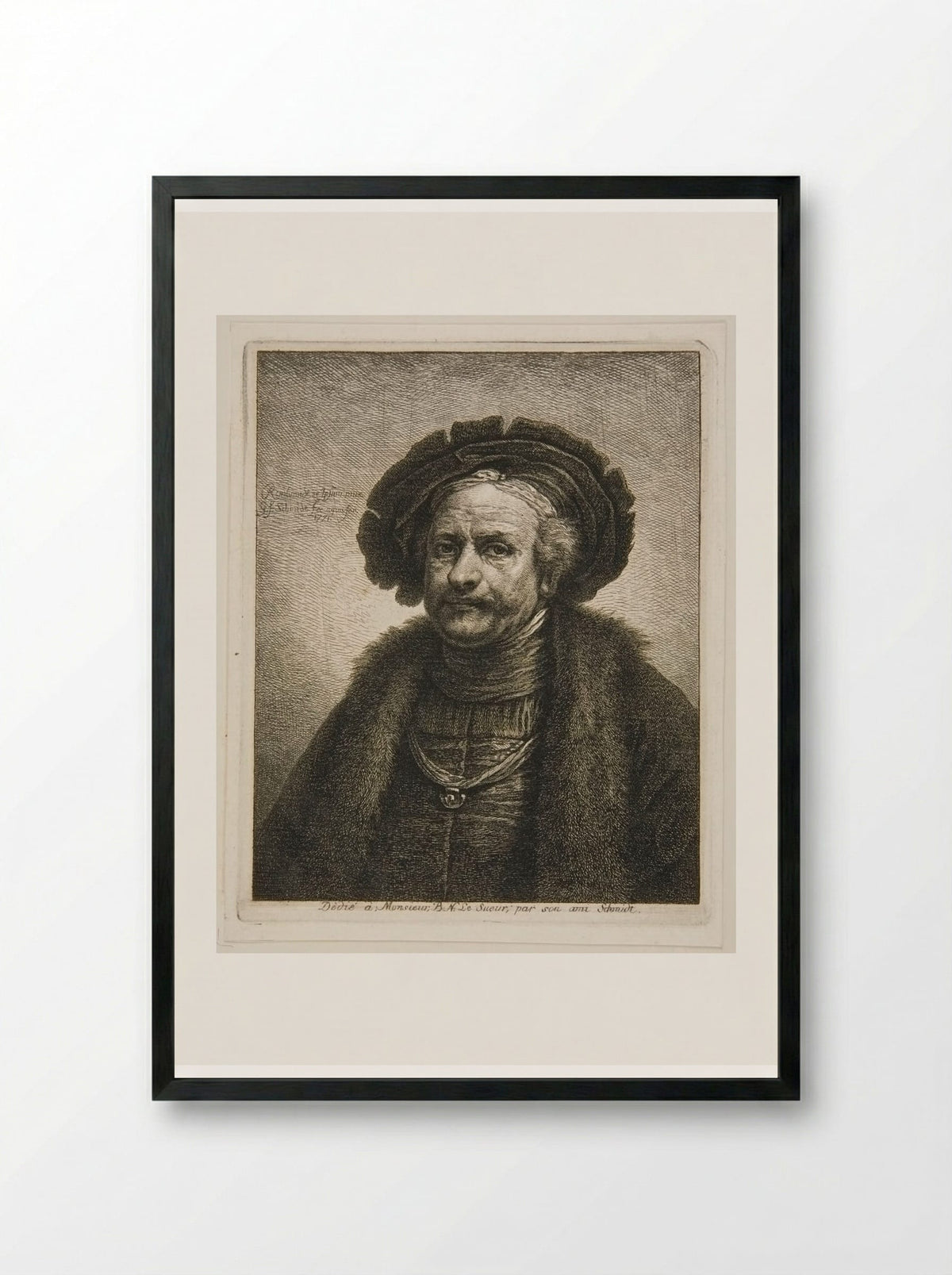 Rembrandt at the Age of About Sixty - Georg Friedrich Schmidt - Framed Print Black