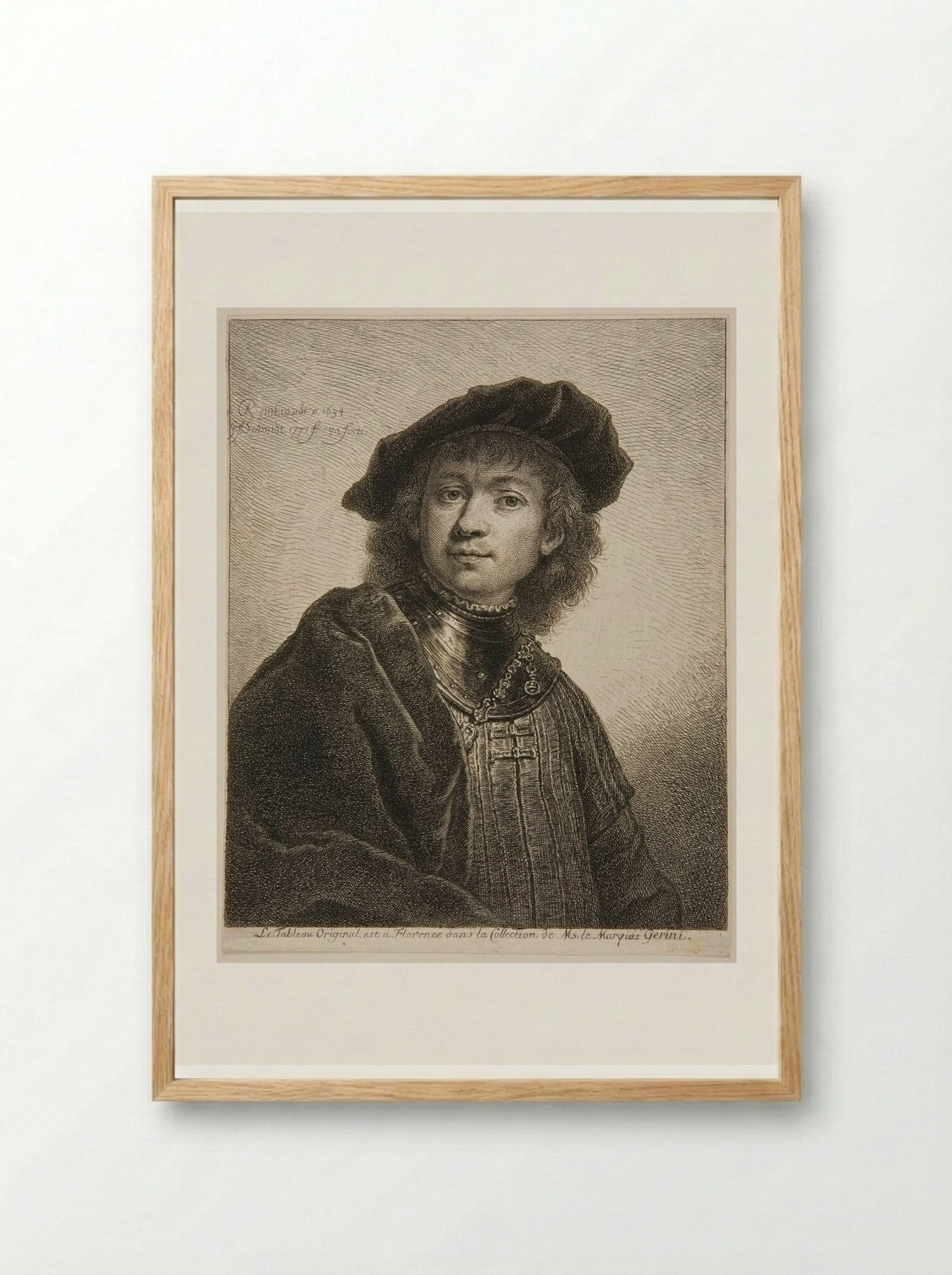 Rembrandt at the Age of Twenty-Eight - Georg Friedrich Schmidt - Framed Print Wood