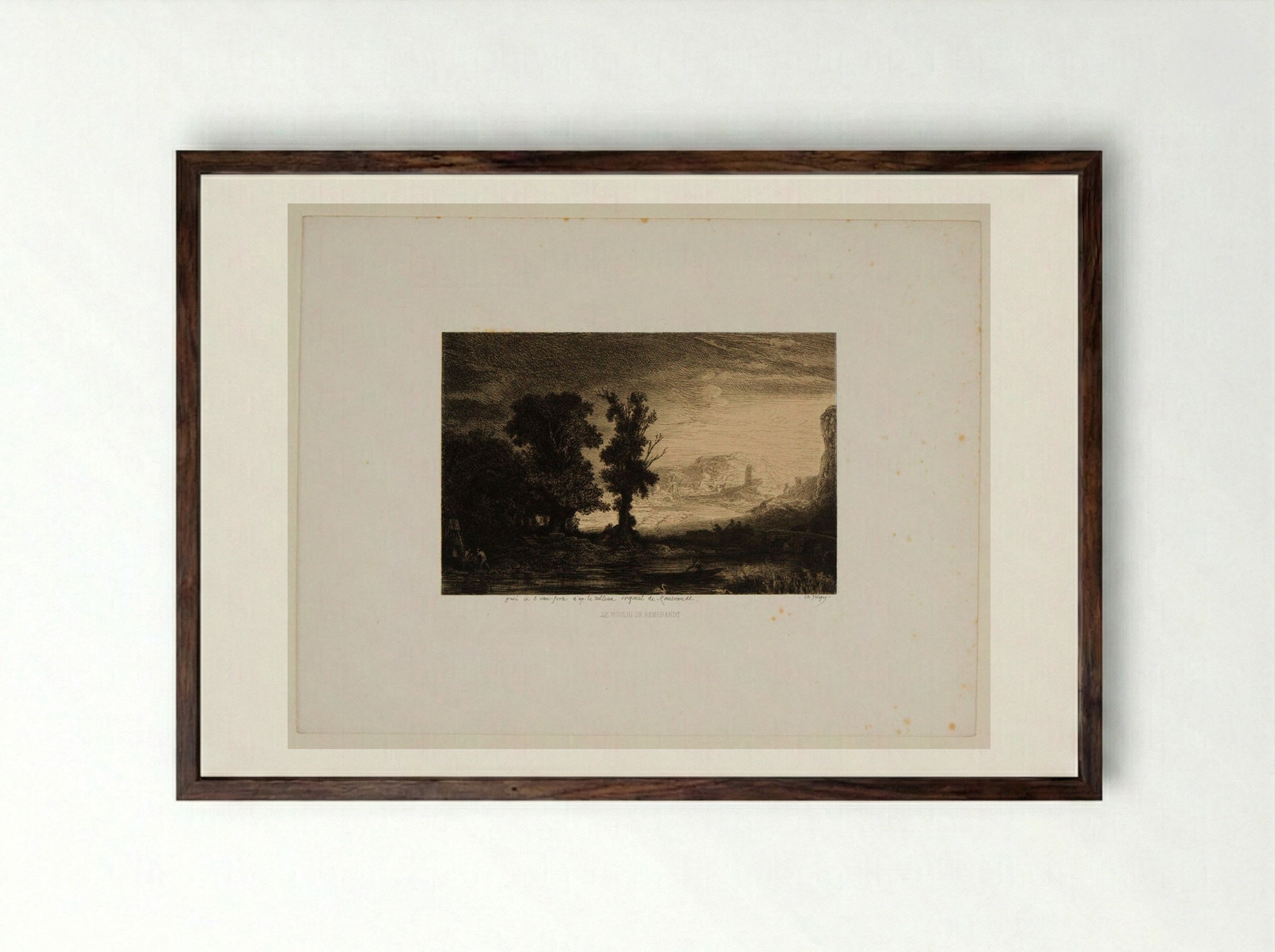 Rembrandt's Mill - Charles-Émile Jacque - Framed Print Dark Wood