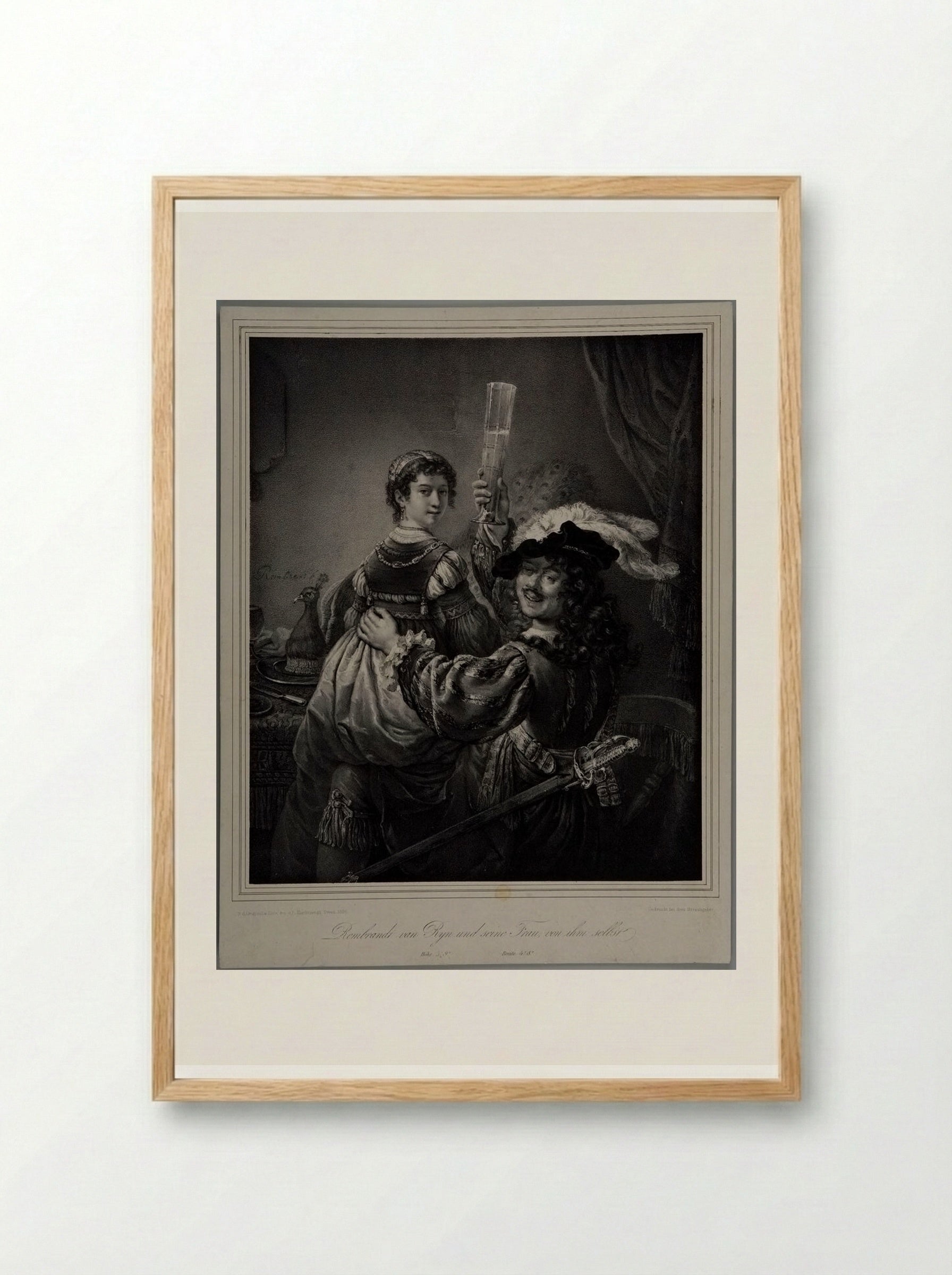 Rembrandt van Ryn and his Wife - Franz Hanfstaengl - Framed Print Wood