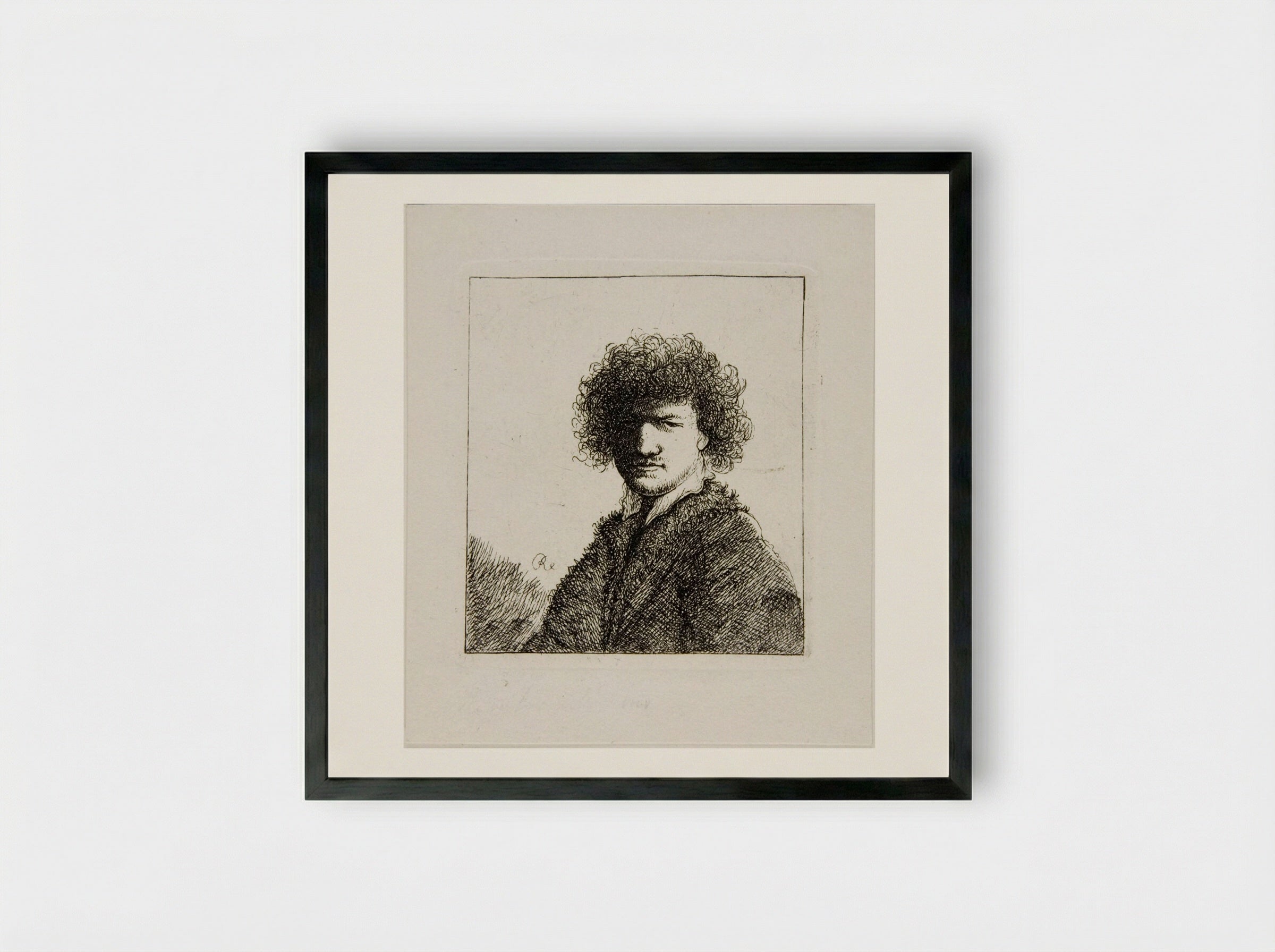 Rembrandt with Bushy Hair - David Deuchar - Framed Print Black