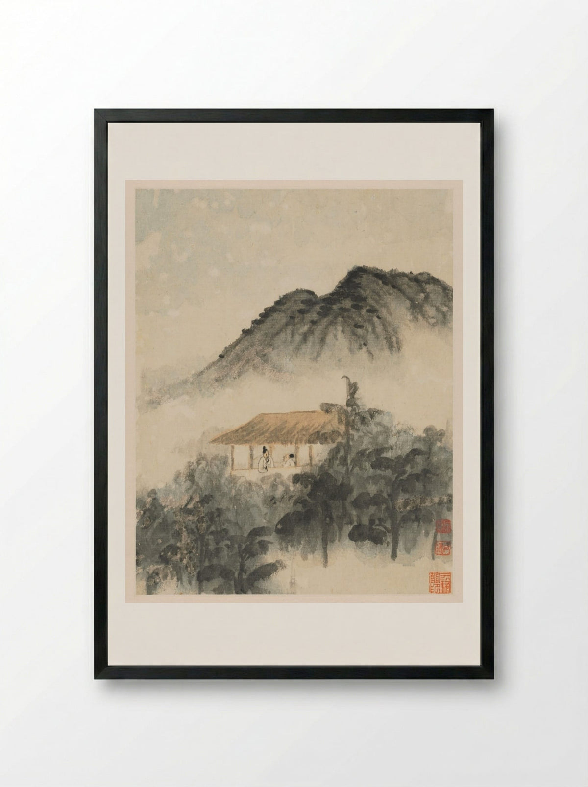 Reminiscences of Qinhuai River - Shitao - Framed Print Black