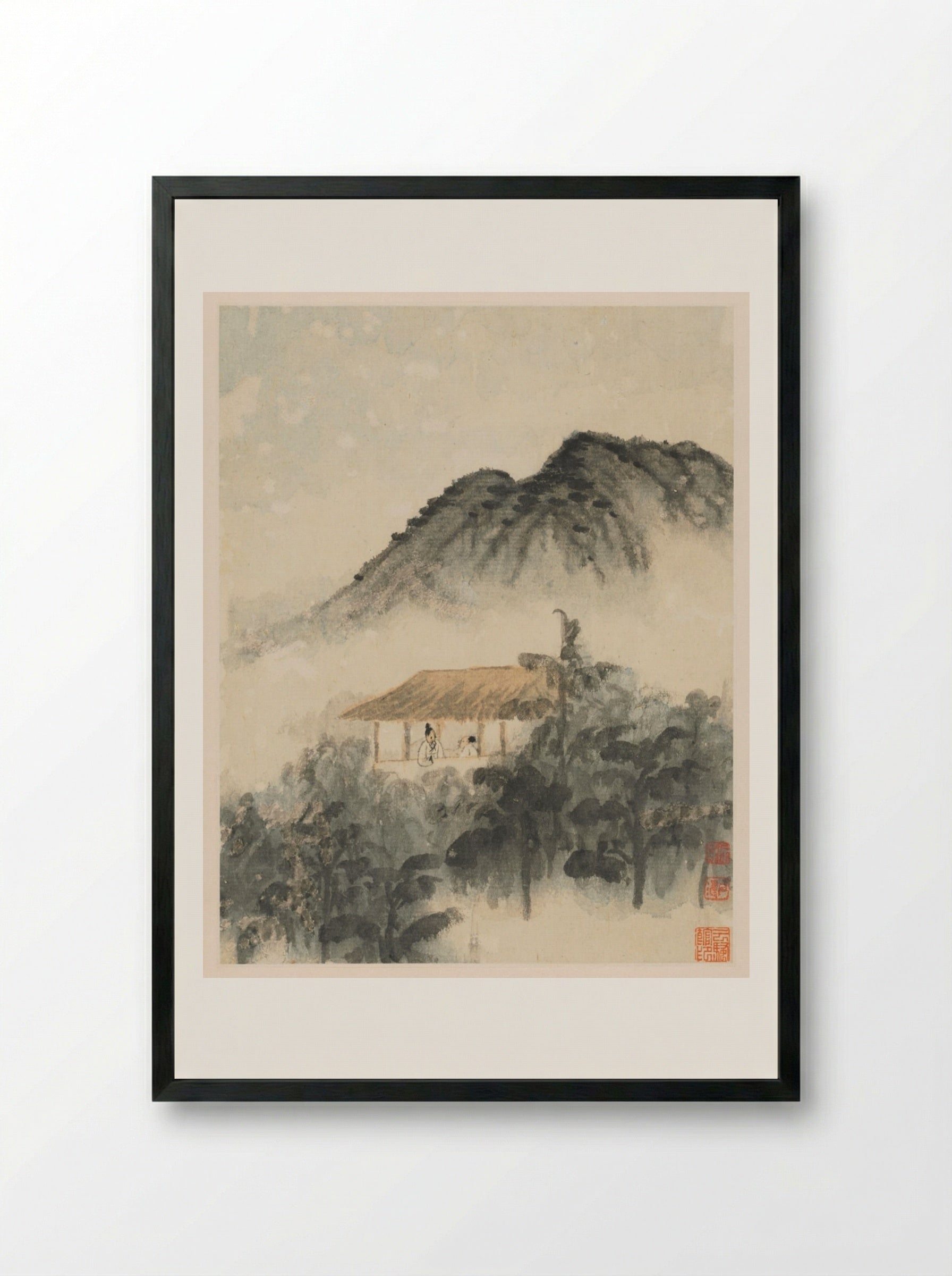 Reminiscences of Qinhuai River - Shitao - Framed Print Black