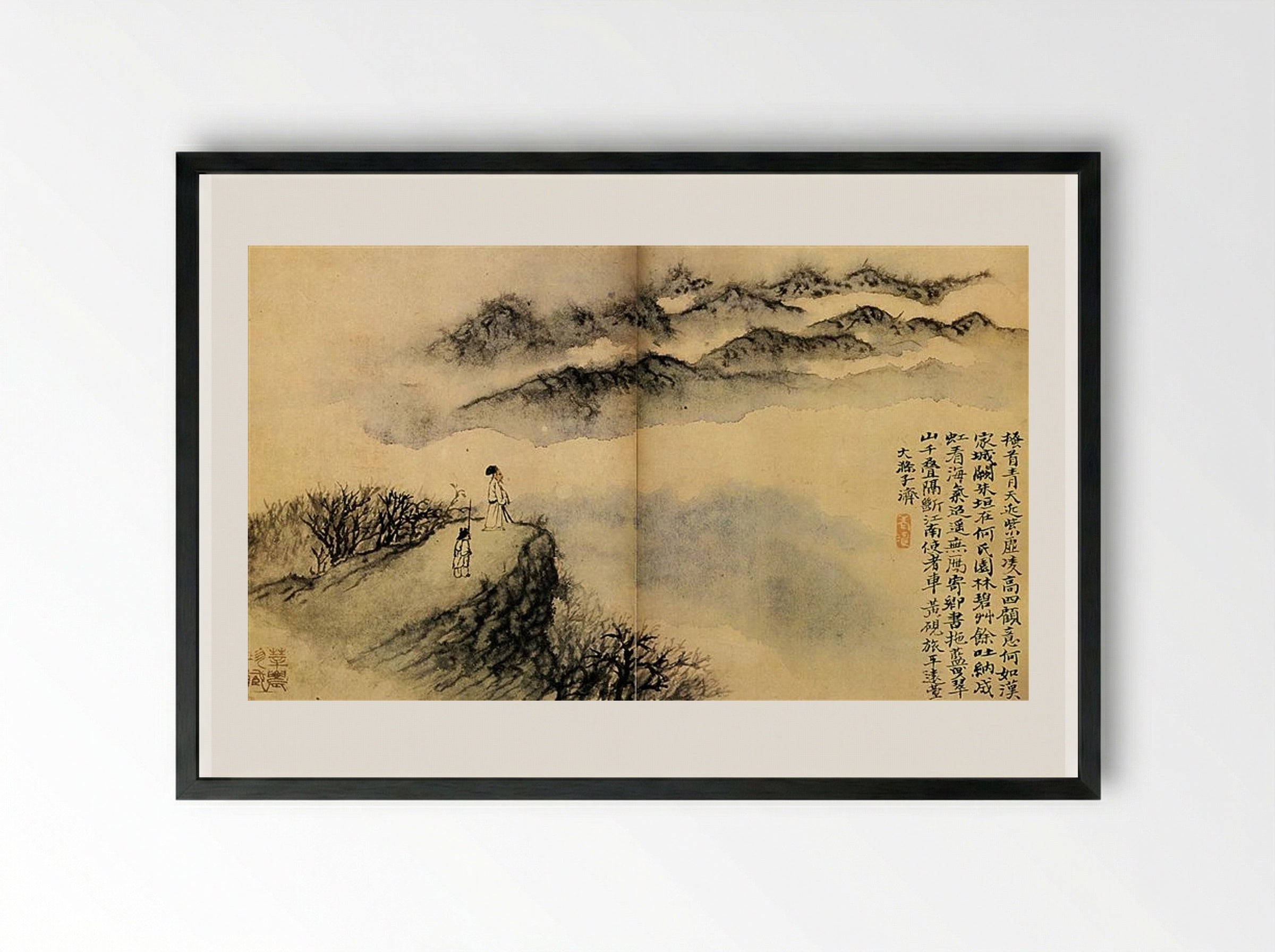 Reminiscences of Qinhuai River - Shitao - Framed Print Black
