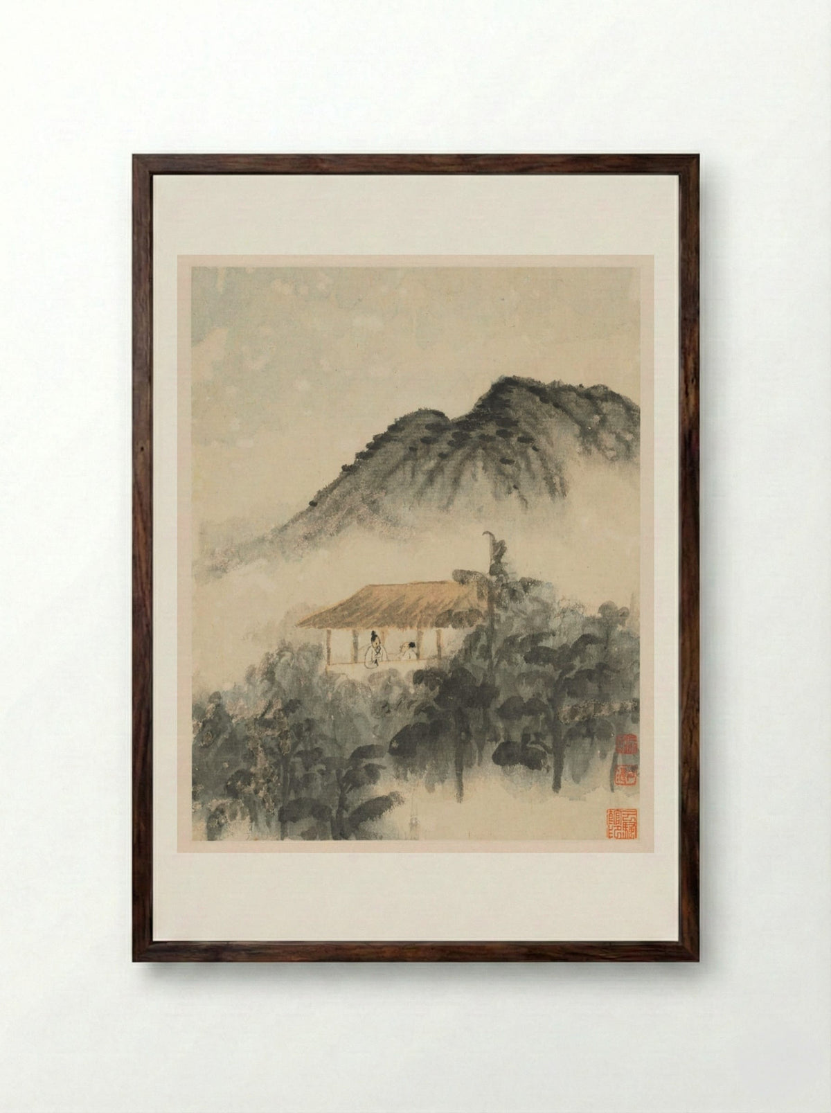 Reminiscences of Qinhuai River - Shitao - Framed Print Dark Wood
