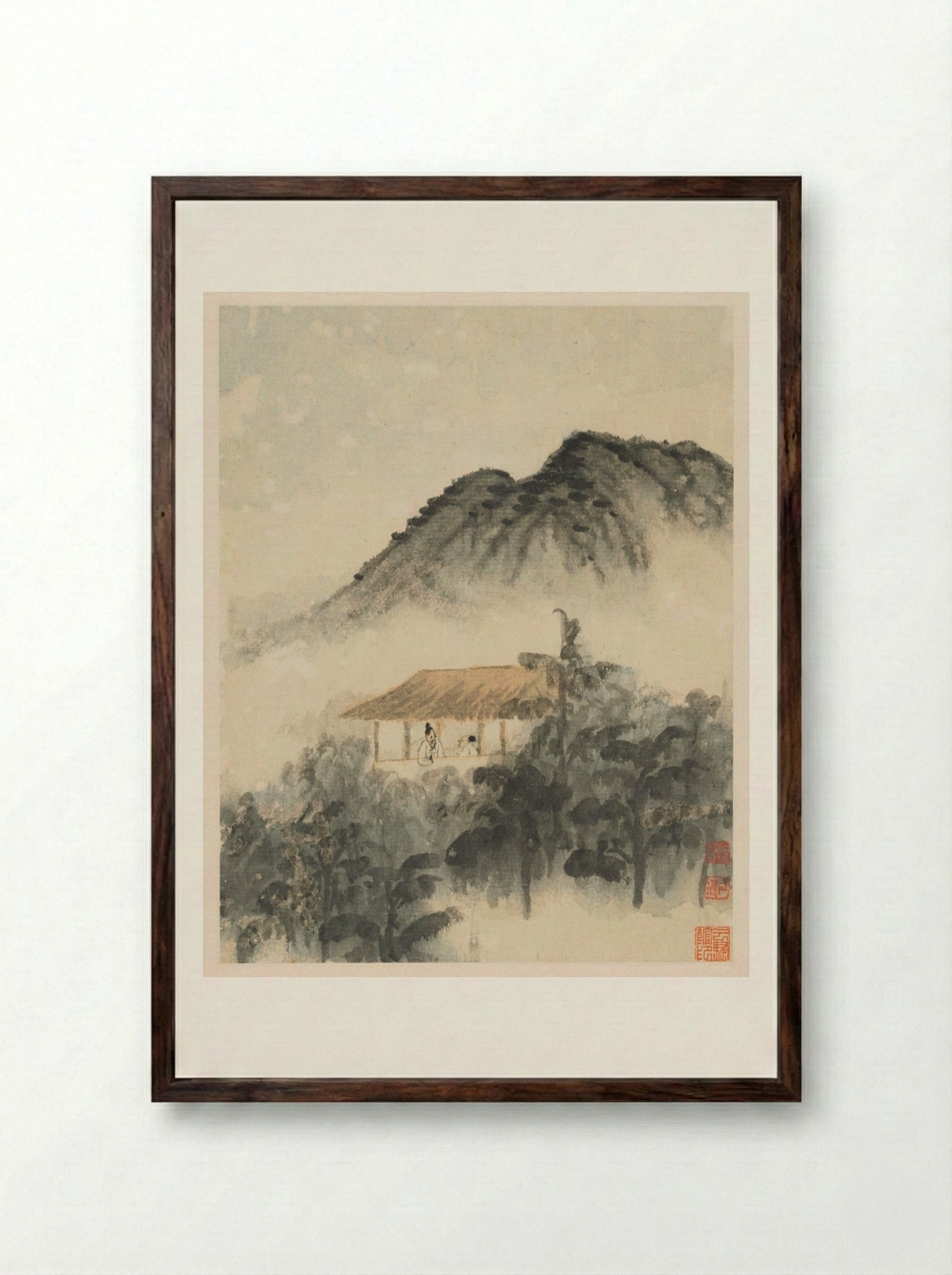 Reminiscences of Qinhuai River - Shitao - Framed Print Dark Wood
