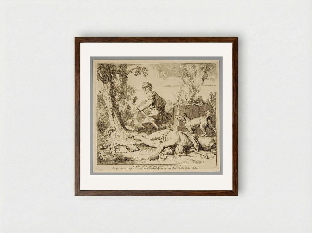 Remorses of Cain - Gérard de Lairesse - Framed Print Dark Wood