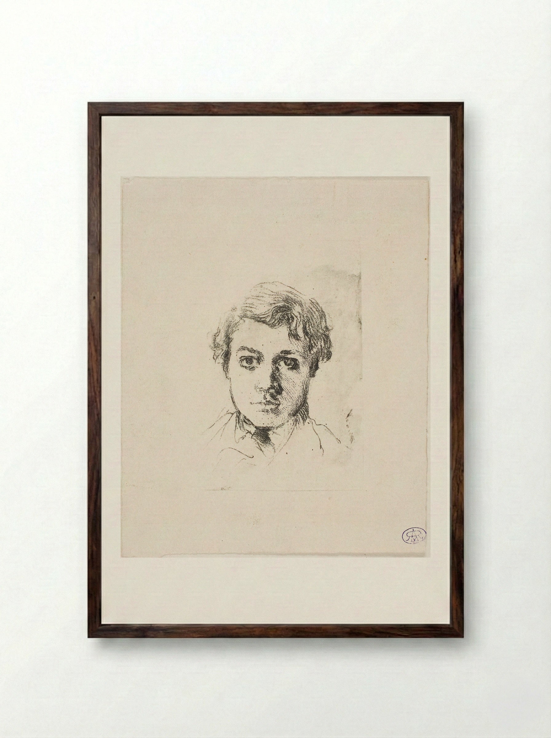 René De Gas, the Artist's Brother - Hilaire-Germain-Edgar Degas - Framed Print Dark Wood