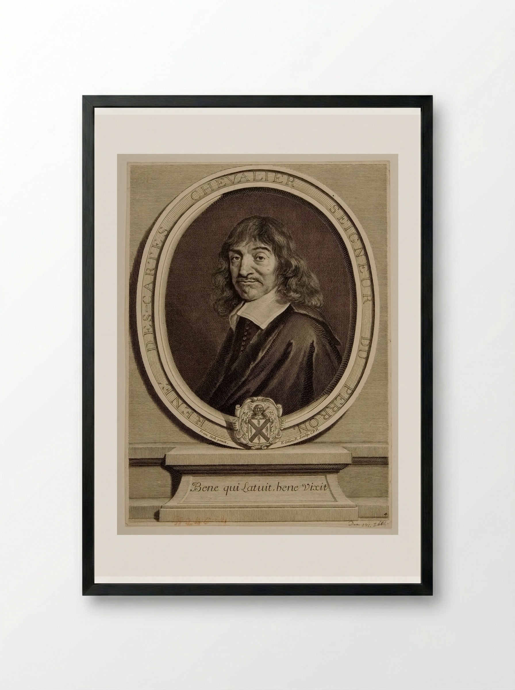 René Descartes - Gérard Edelinck - Framed Print Black