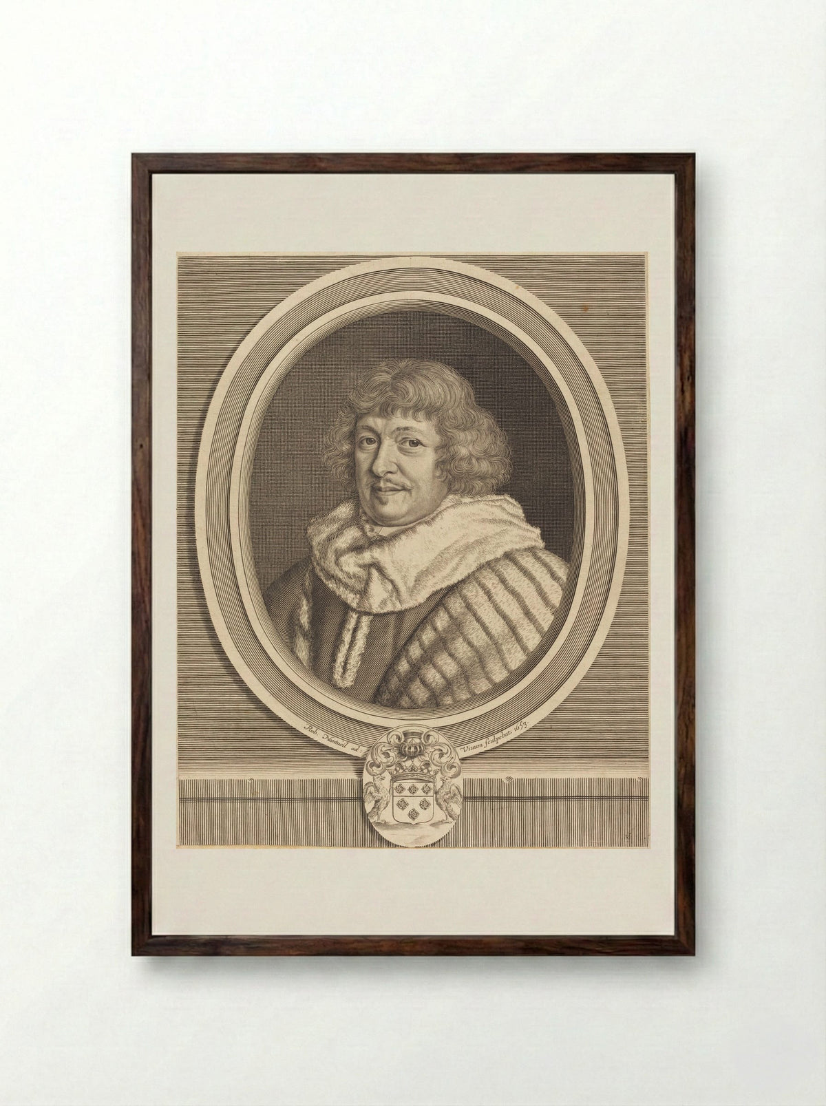 René, Marquis de Maisons - Robert Nanteuil - Framed Print Dark Wood
