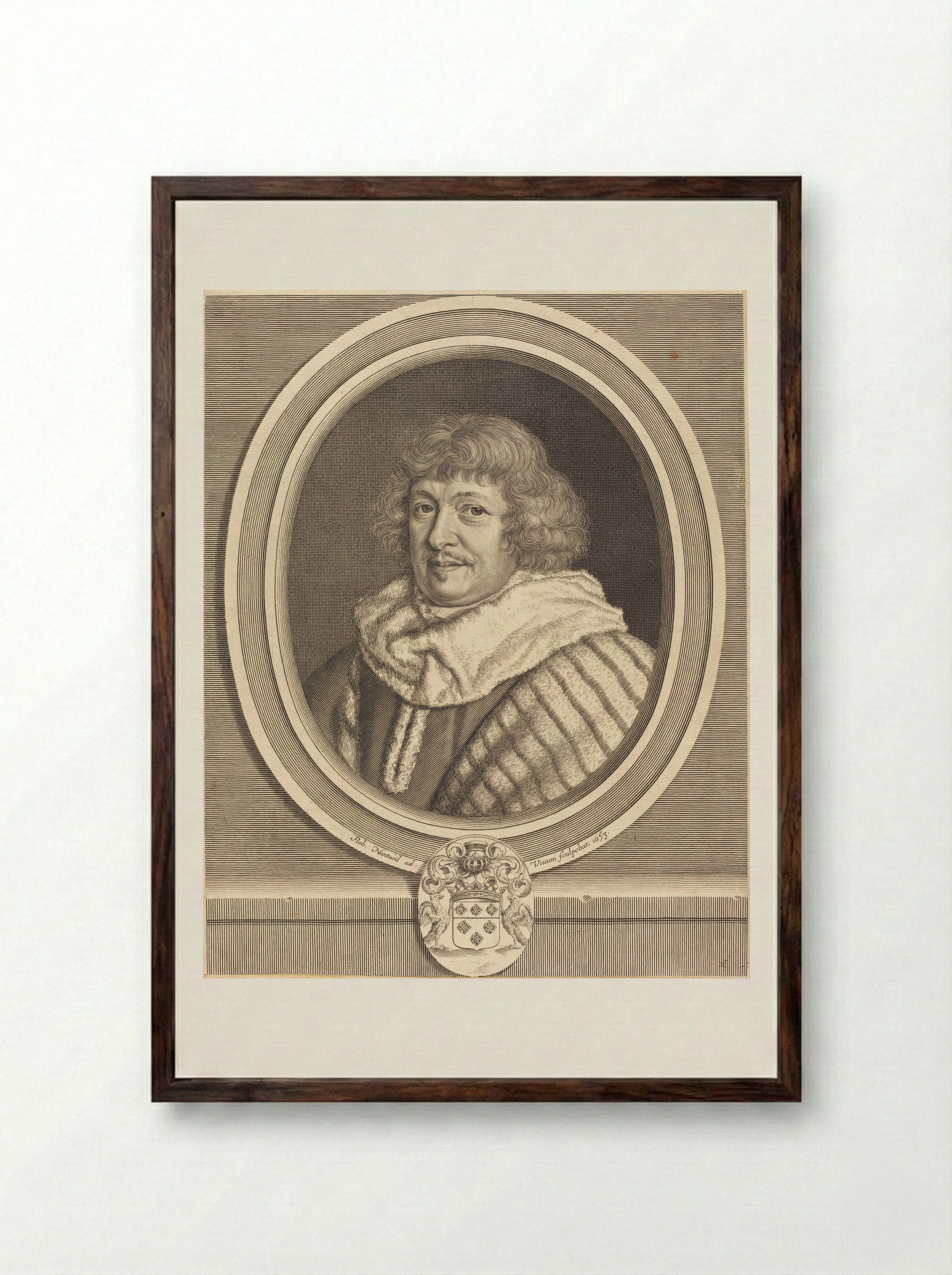 René, Marquis de Maisons - Robert Nanteuil - Framed Print Dark Wood