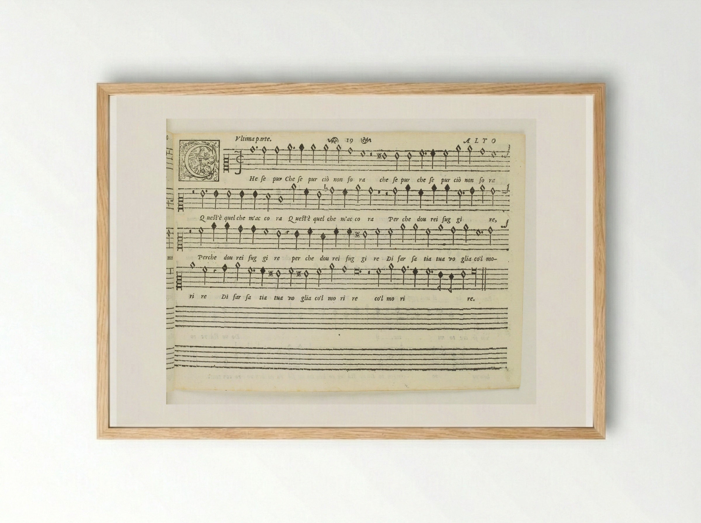 Renaissance Musical Score - Fine Art Print - Framed Print Wood
