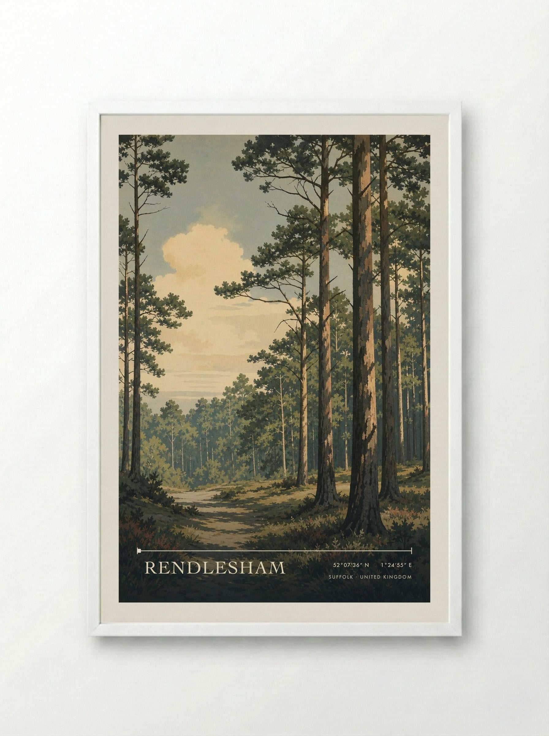 Rendlesham Suffolk United Kingdom Travel Poster - Framed Print White