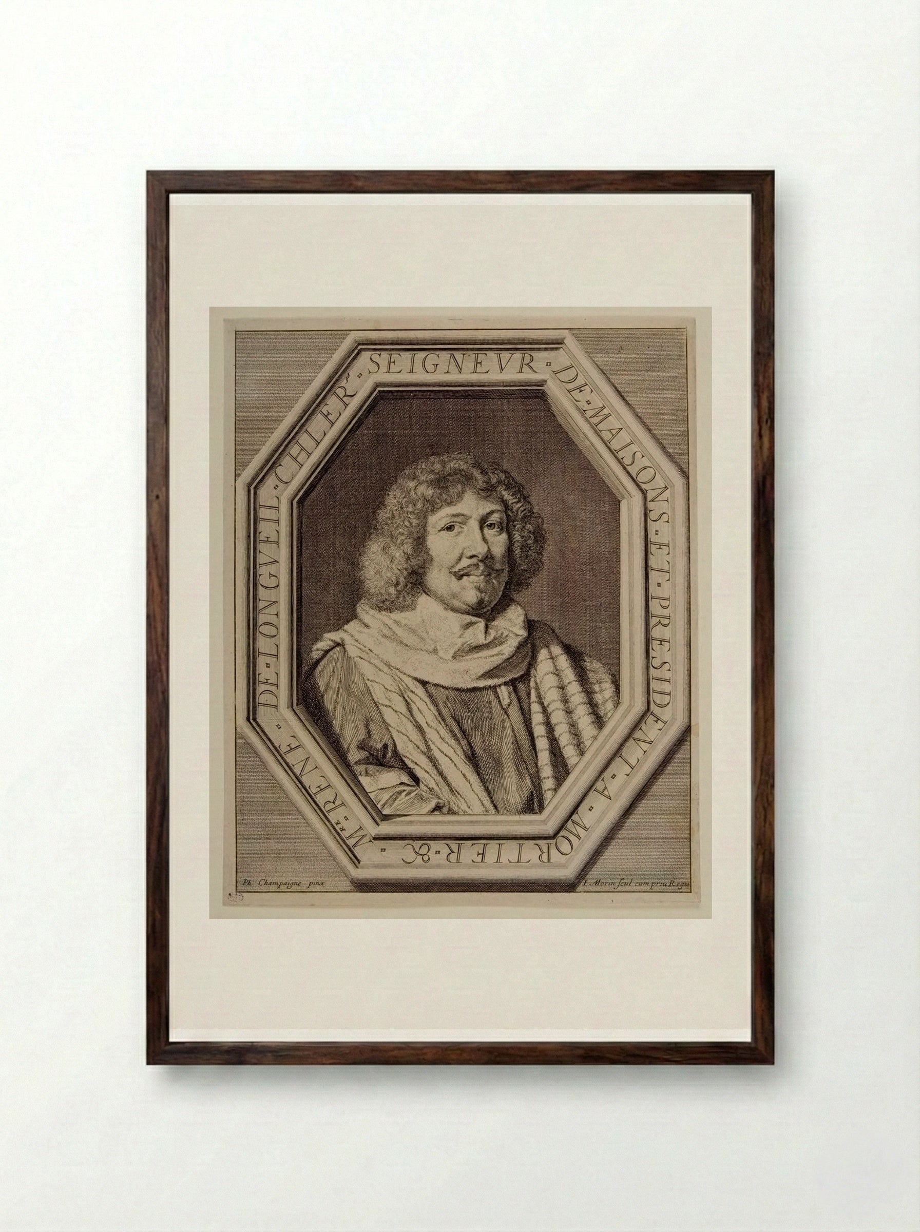 Rene de Longueil, Future Marquis of Maisons - Jean Morin - Framed Print Dark Wood