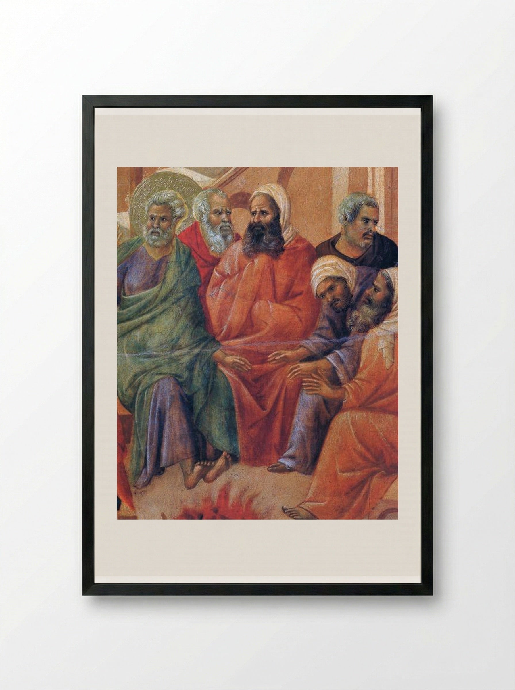 Renunciation of Peter (Fragment) - Duccio di Buoninsegna - Framed Print Black