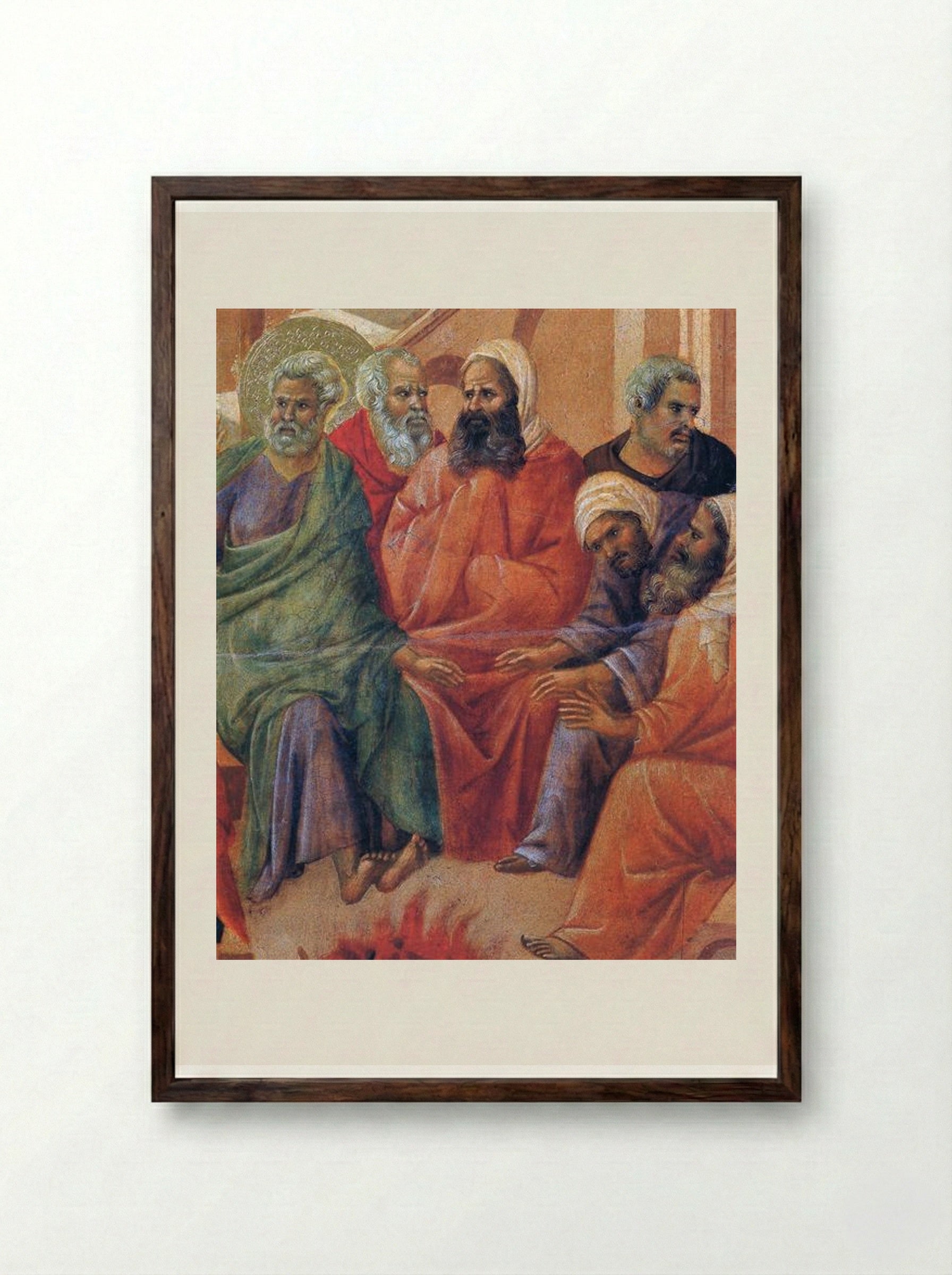 Renunciation of Peter (Fragment) - Duccio di Buoninsegna - Framed Print Dark Wood