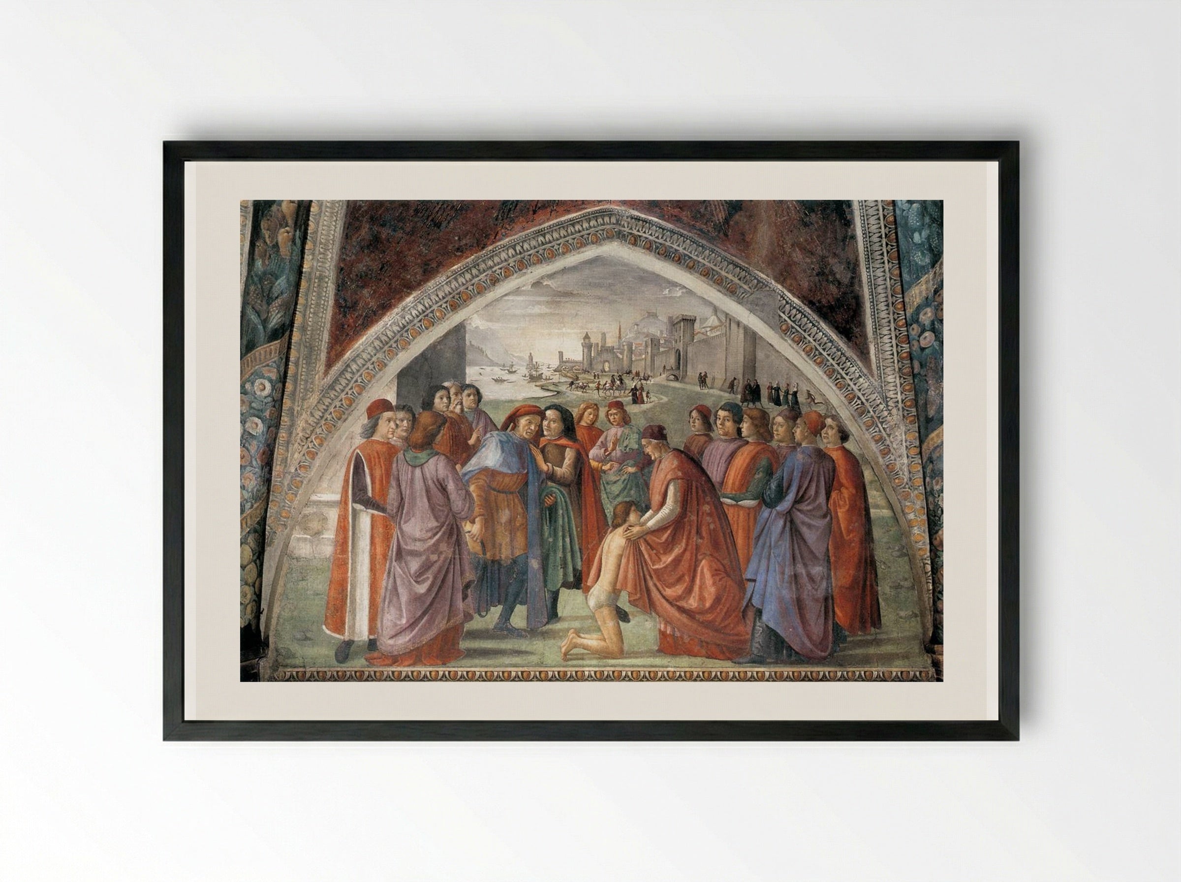 Renunciation of Worldly Goods - Domenico Ghirlandaio - Framed Print Black