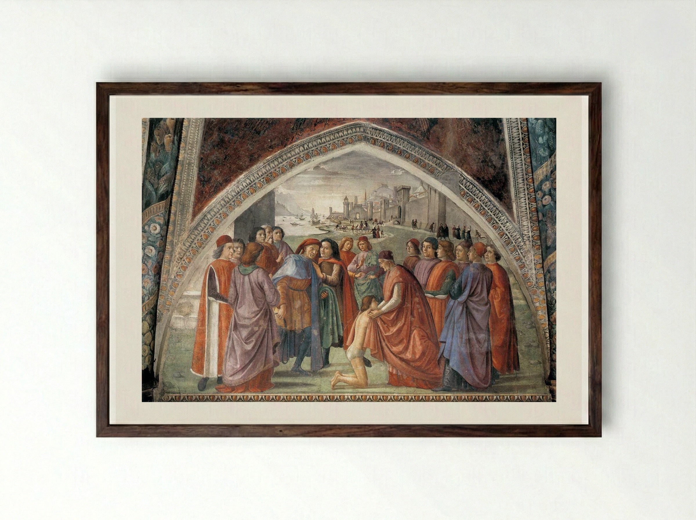 Renunciation of Worldly Goods - Domenico Ghirlandaio - Framed Print Dark Wood