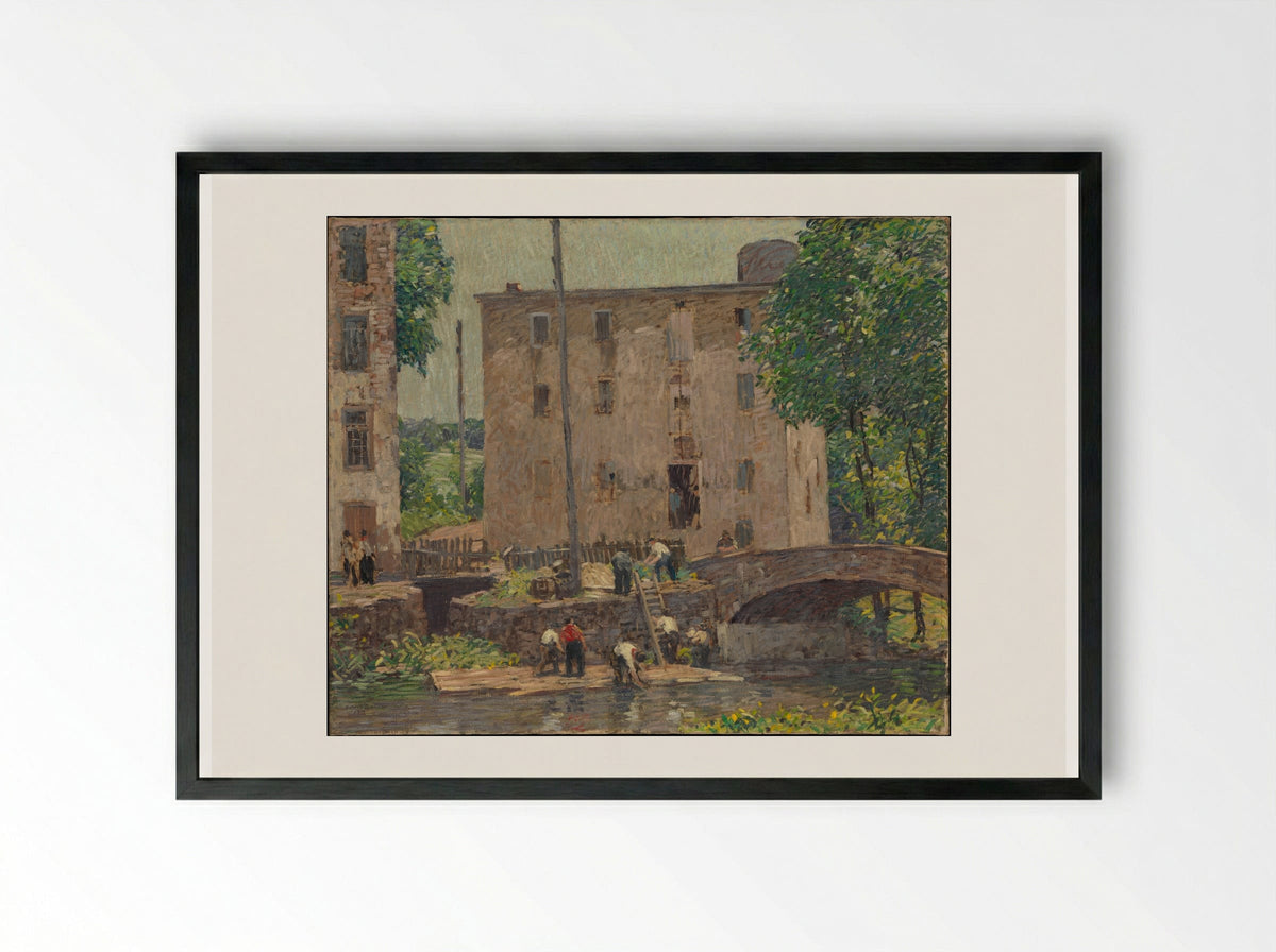 Repairing the Bridge - Robert Spencer - Framed Print Black