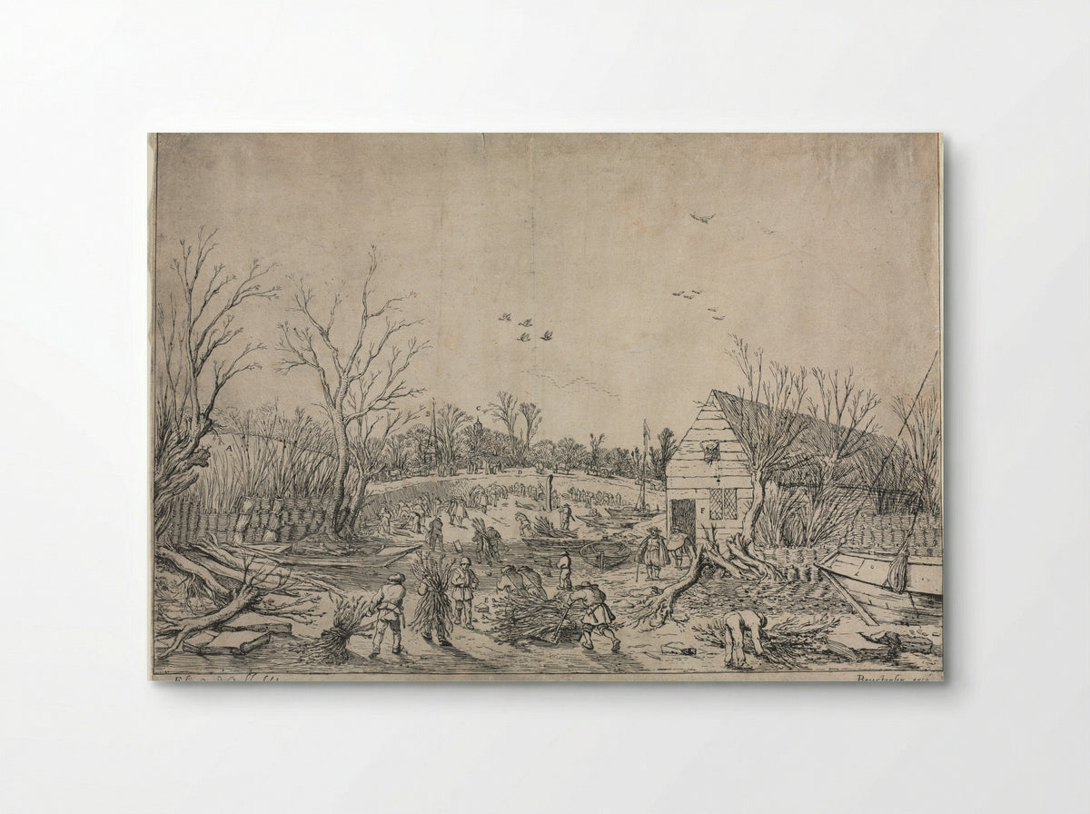 Repairing the Broken Dike on the River Lek by Vianen - Esaias van de Velde - Poster