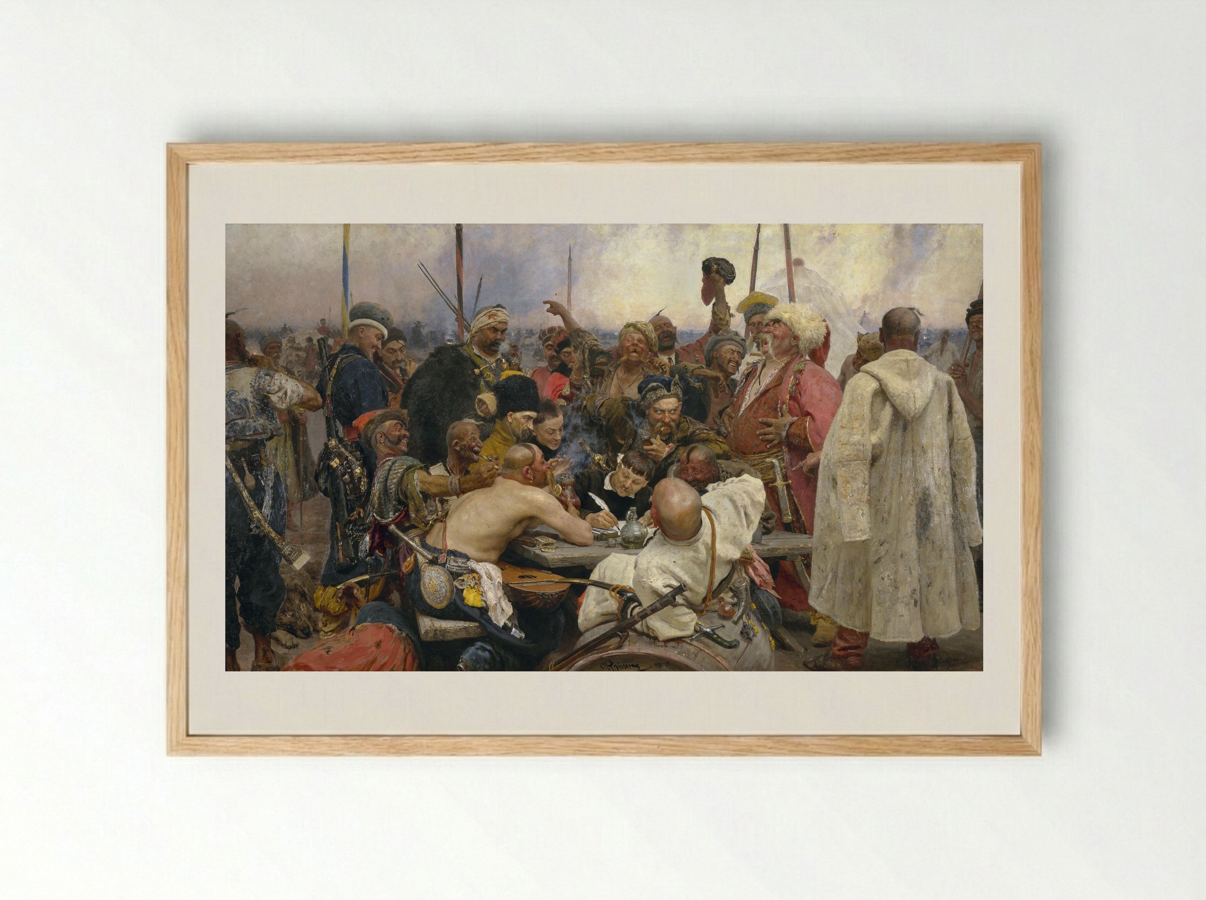 Reply of the Zaporozhian Cossacks - Ilya Repin - Framed Print Wood