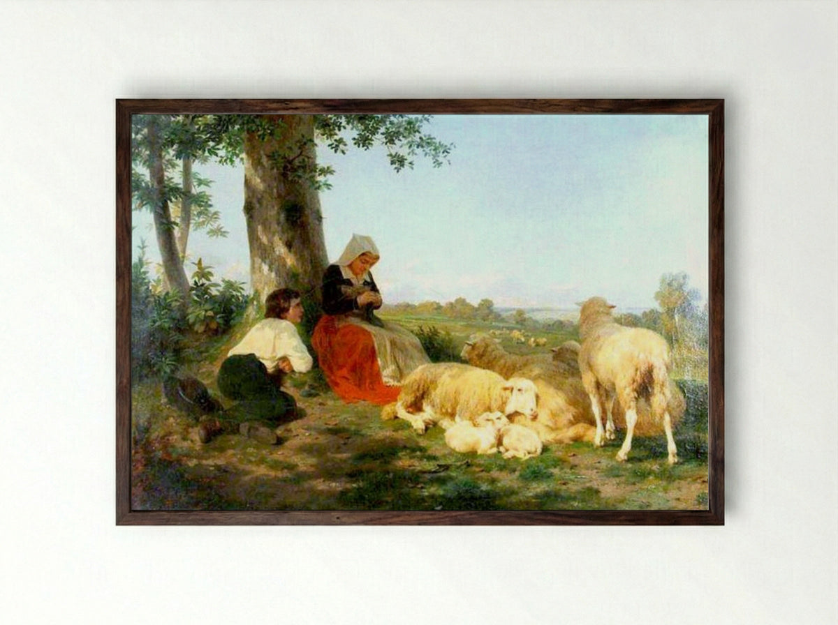 Repose - Rosa Bonheur - Framed Print Dark Wood