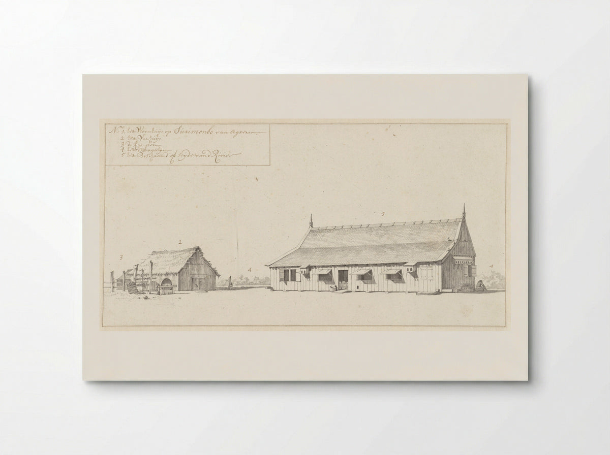 Residence and a Barn on the Surimombo Plantation - Dirk Valkenburg - Poster