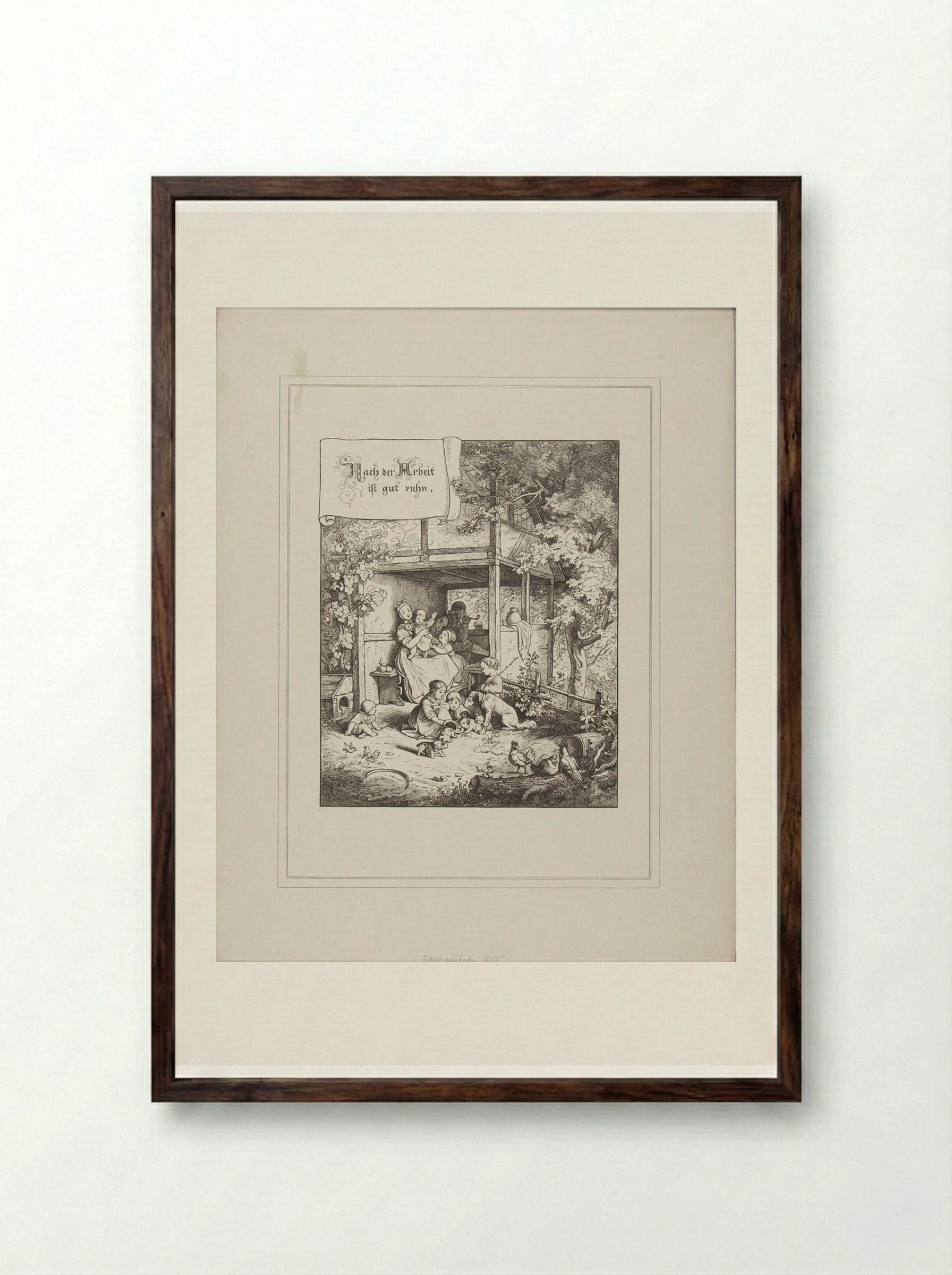 Rest after Work - Adrian Ludwig Richter - Framed Print Dark Wood