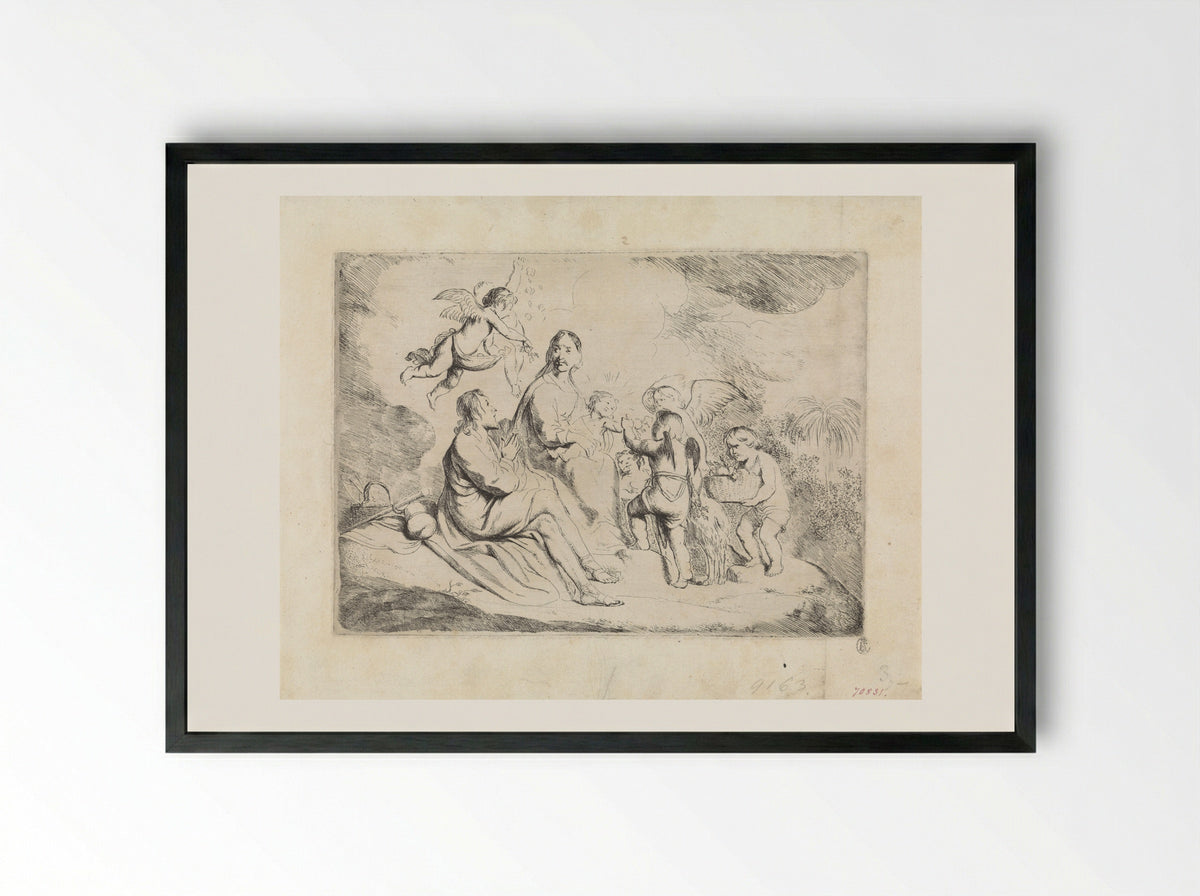 Rest on the Flight into Egypt - Hans Horions - Framed Print Black
