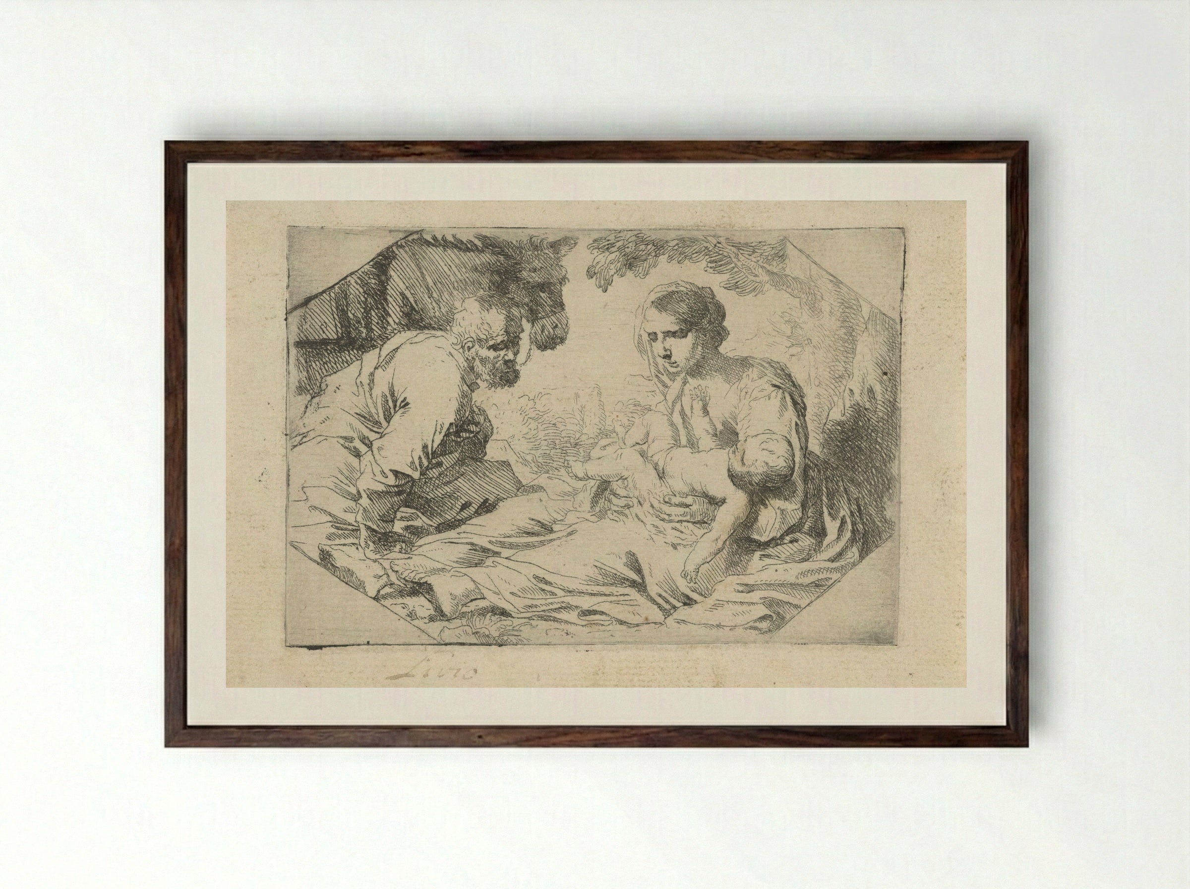 Rest on the Flight into Egypt - Jan Miel - Framed Print Dark Wood