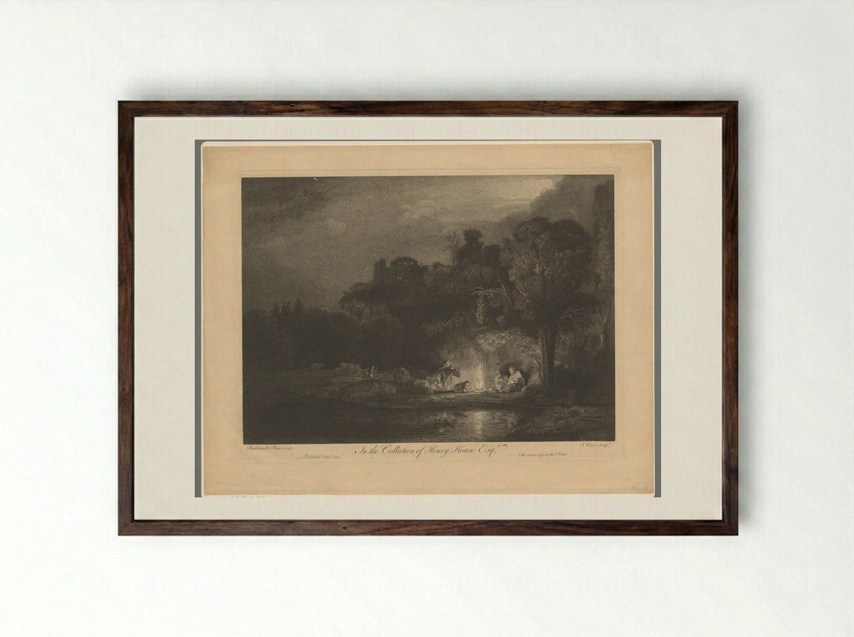 Rest on the Flight into Egypt - Arthur Pond - Framed Print Dark Wood