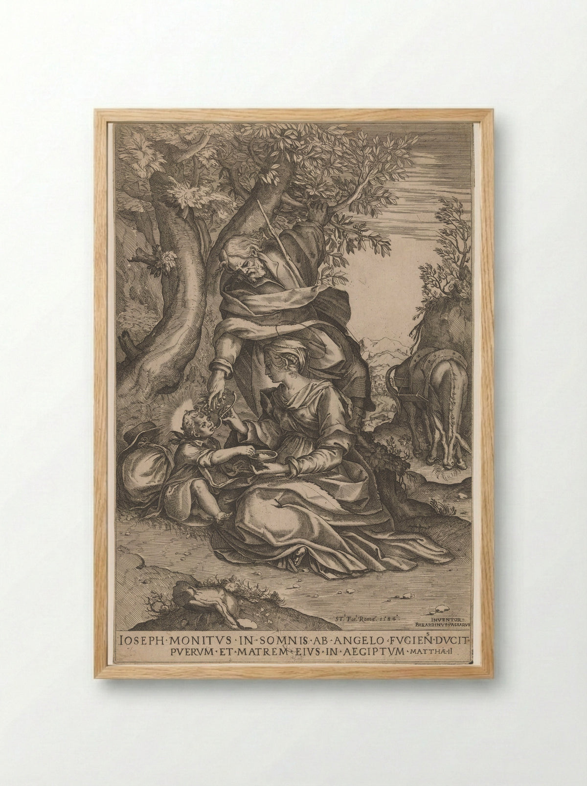 Rest on the Flight into Egypt - Bernardino Passeri - Framed Print Wood