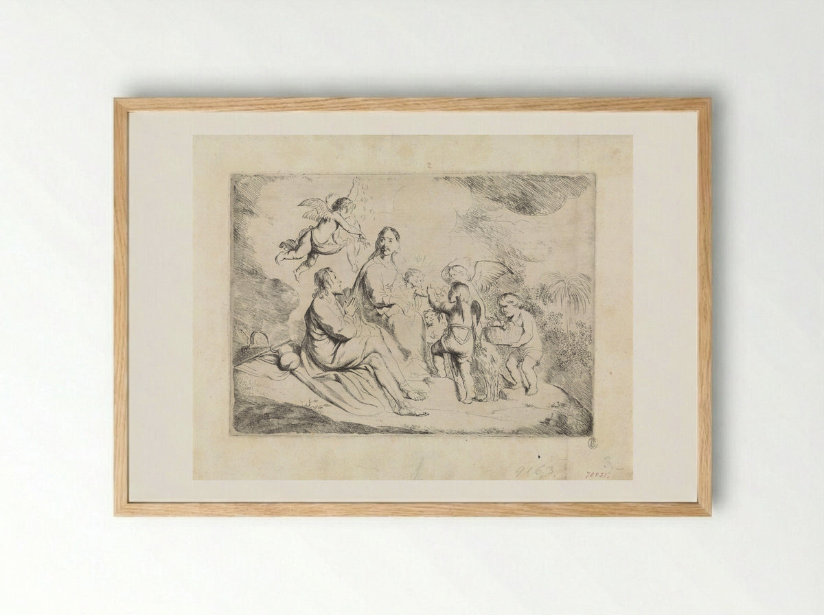 Rest on the Flight into Egypt - Hans Horions - Framed Print Wood