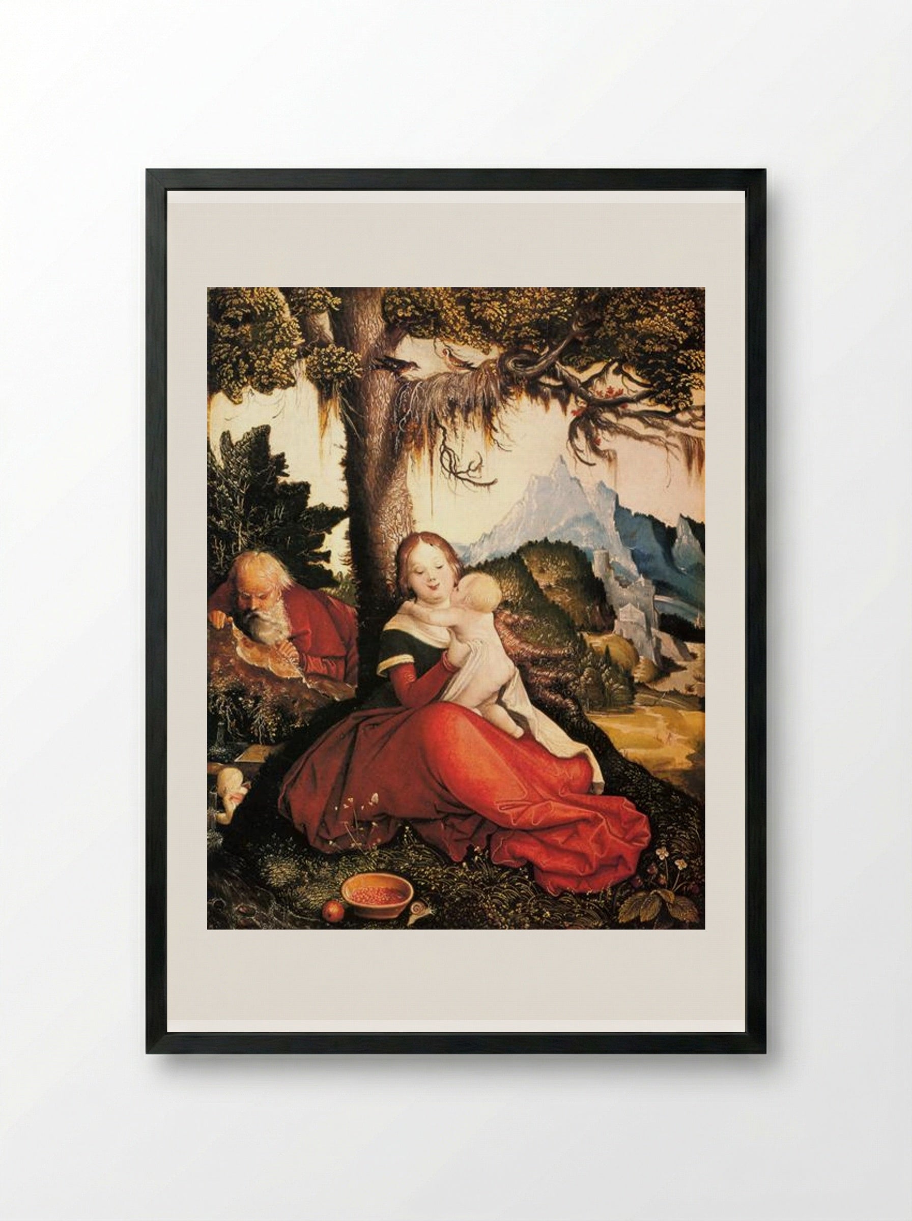 Rest on the Flight to Egypt - Hans Baldung - Framed Print Black