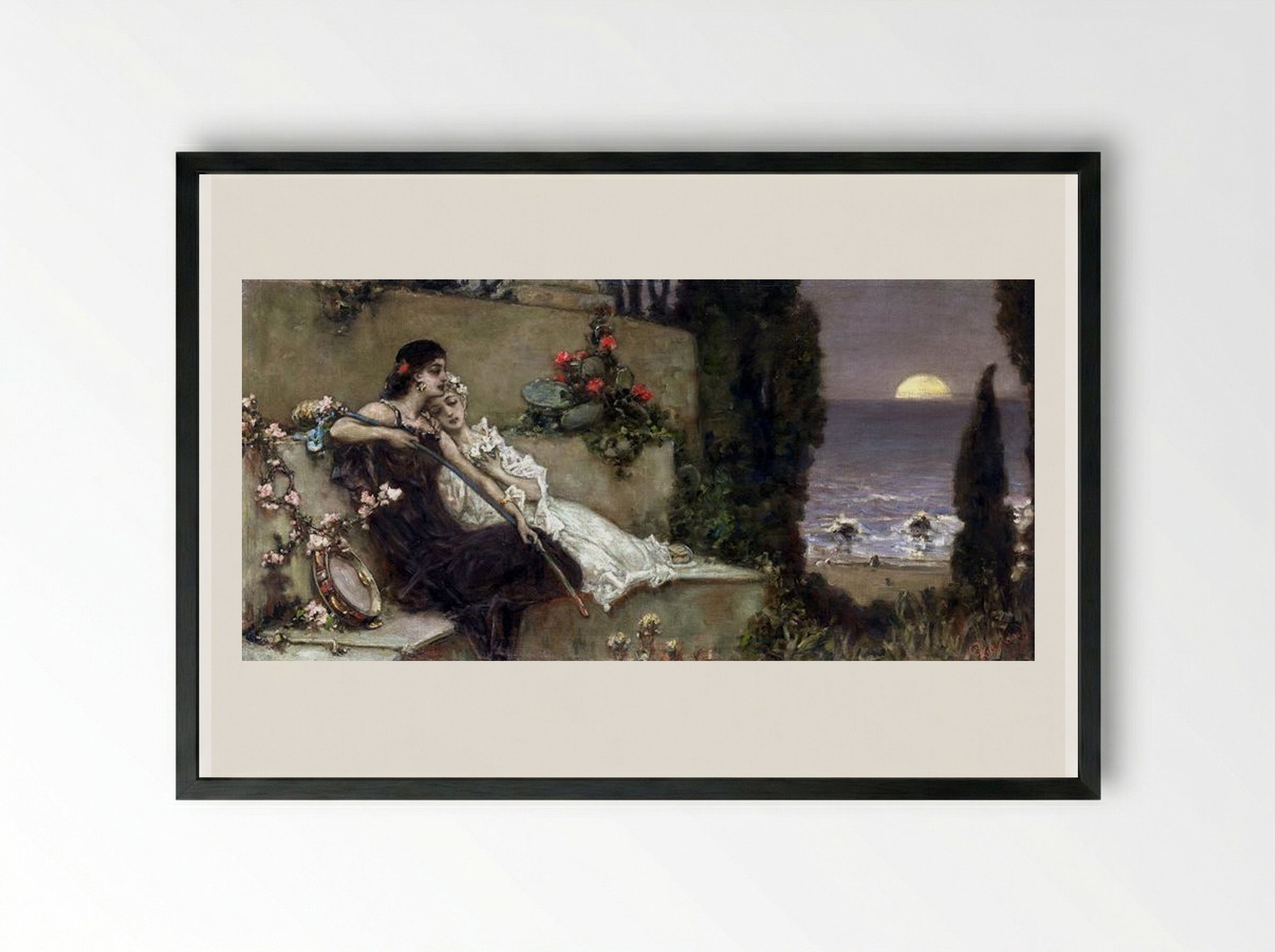 Resting by the Shore - Wilhelm Kotarbinski - Framed Print Black