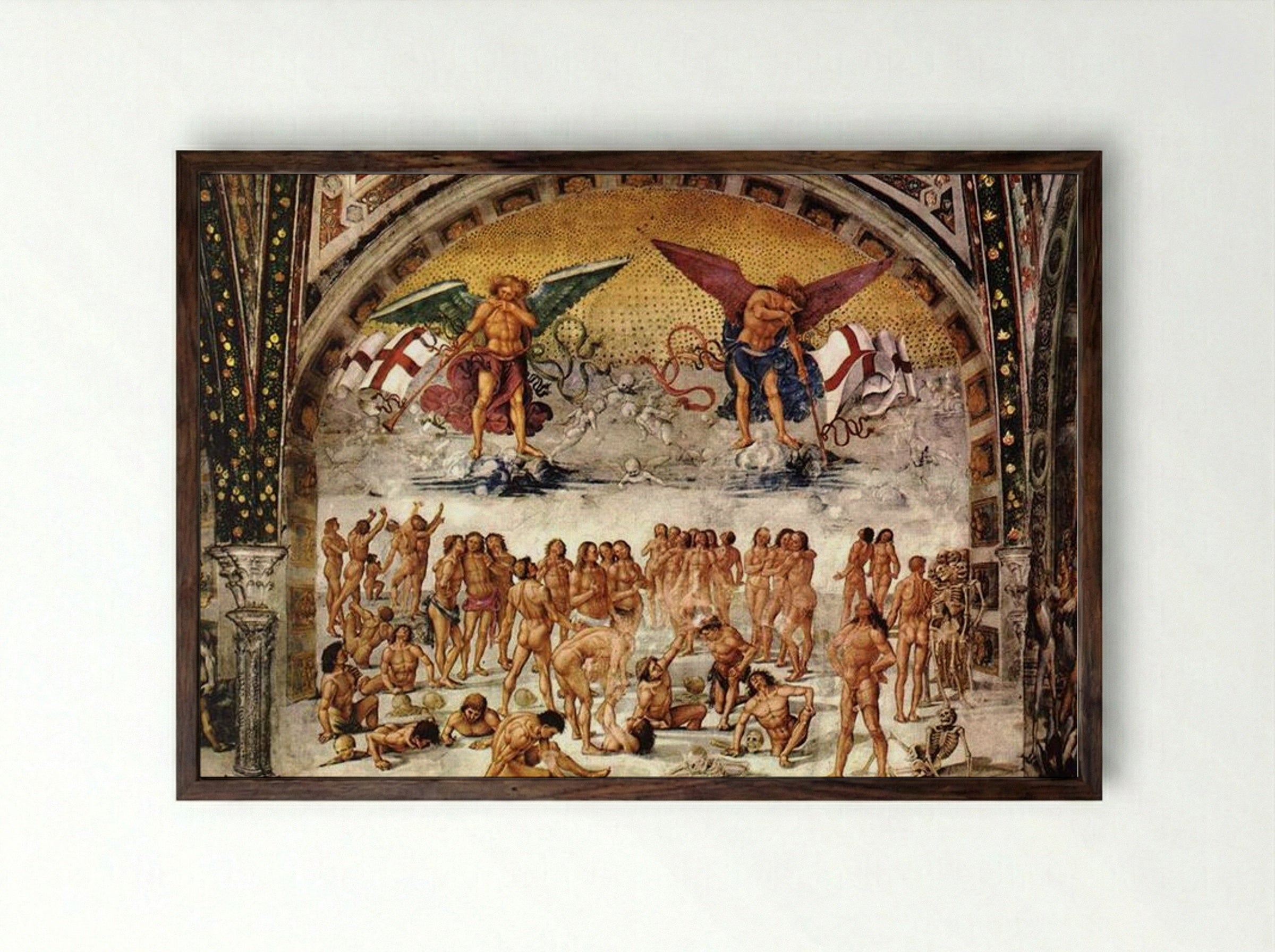 Resurrection of the Dead - Luca Signorelli - Framed Print Dark Wood