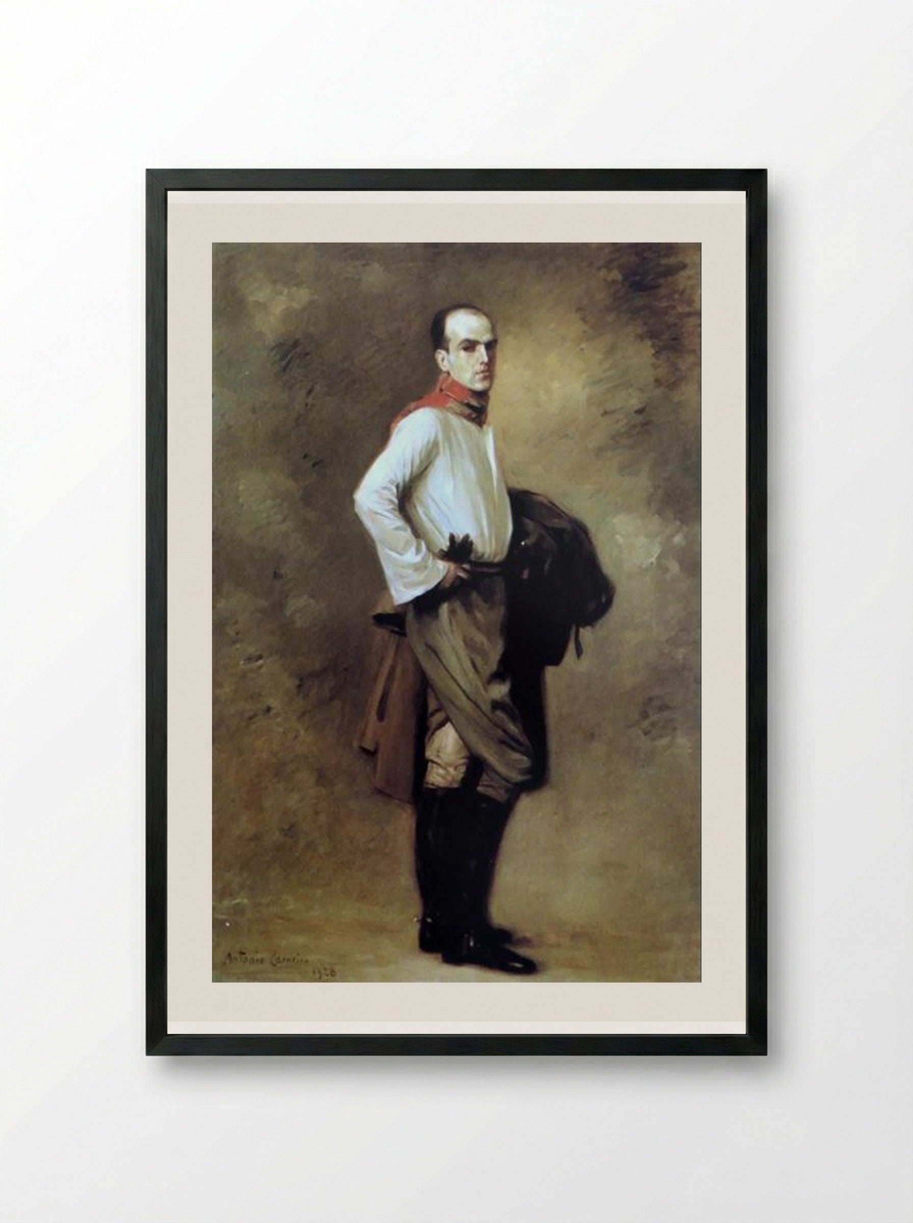 Retrato de Carlos Carneiro, Cavaleiro - António Carneiro - Framed Print Black