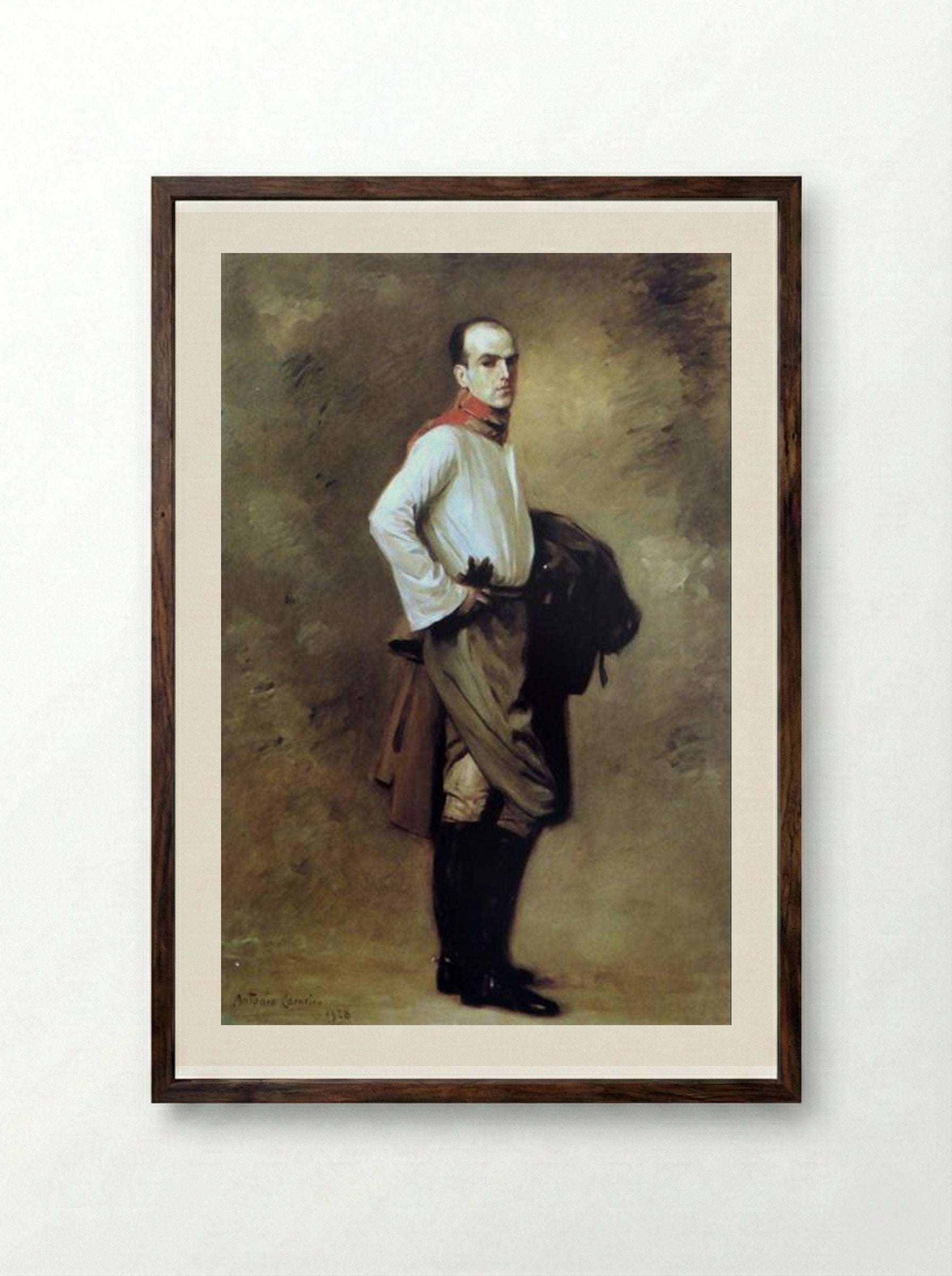 Retrato de Carlos Carneiro, Cavaleiro - António Carneiro - Framed Print Dark Wood