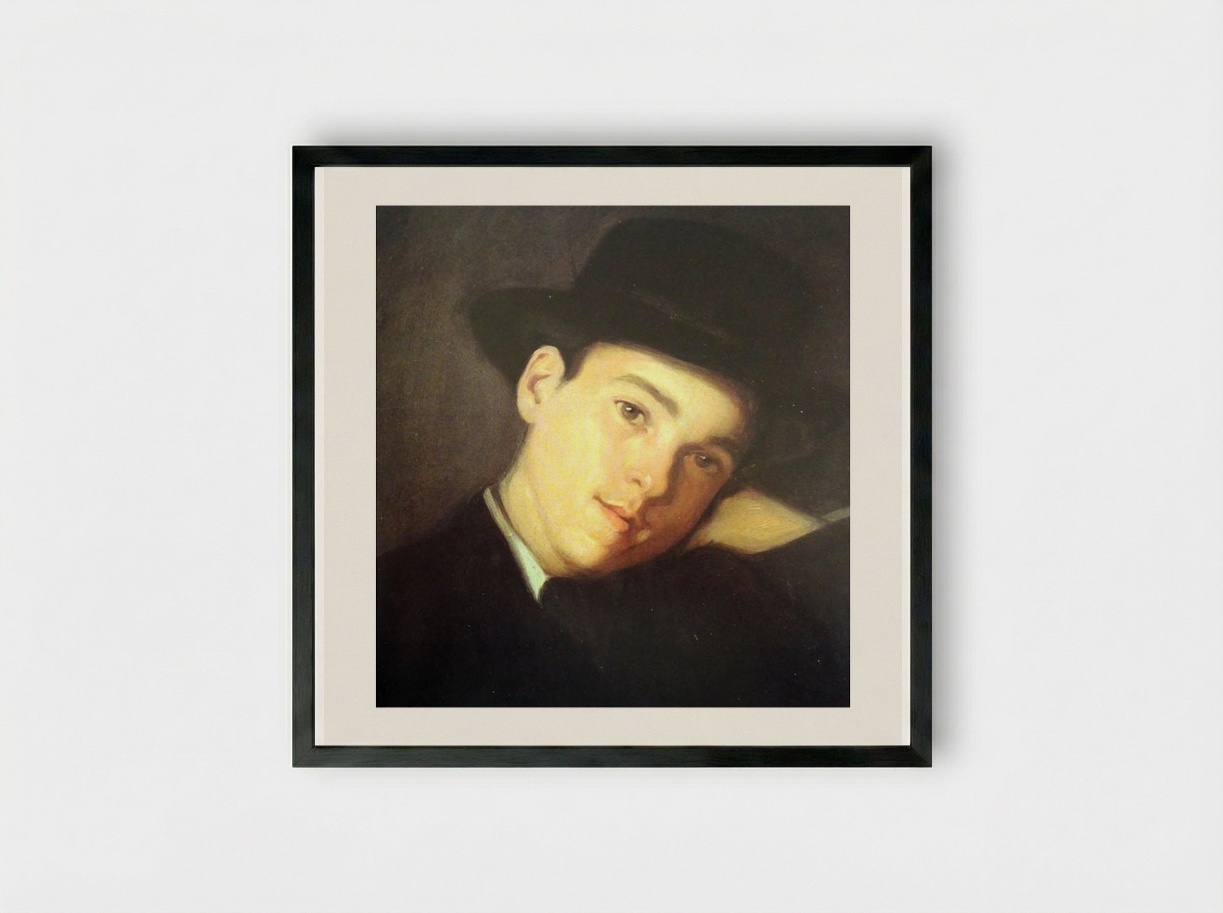 Retrato de Cláudio Carneiro, de Chapéu - António Carneiro - Framed Print Black