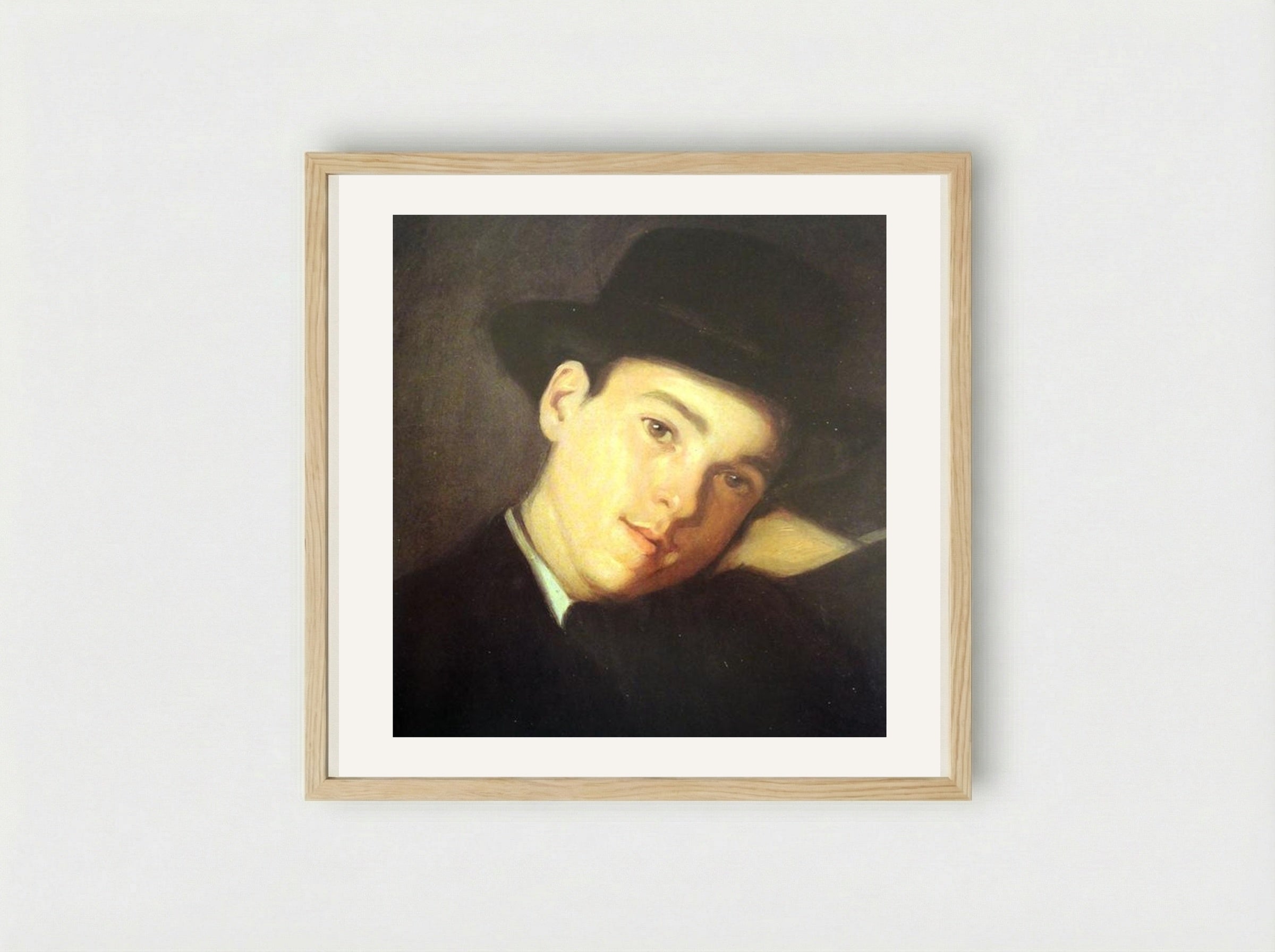 Retrato de Cláudio Carneiro, de Chapéu - António Carneiro - Framed Print Wood