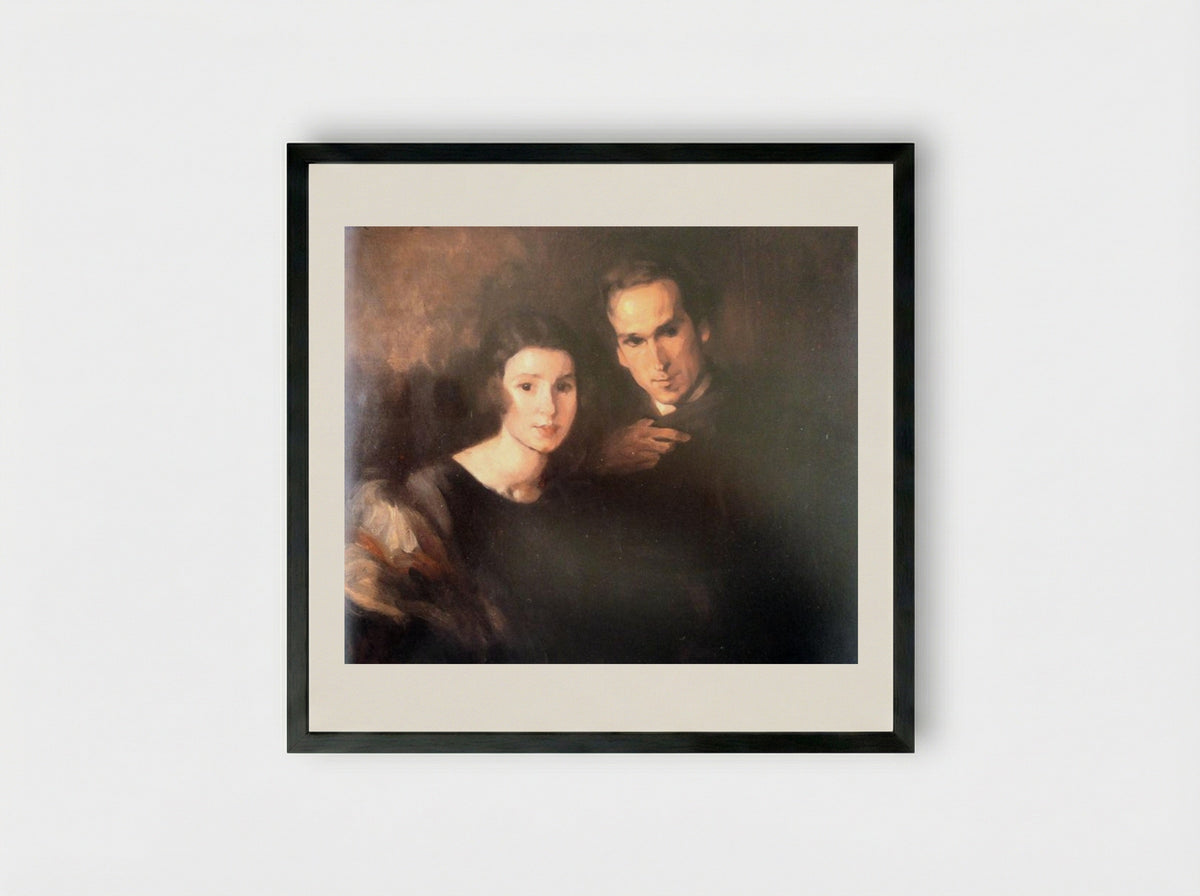 Retrato de Cláudio e Maria - António Carneiro - Framed Print Black