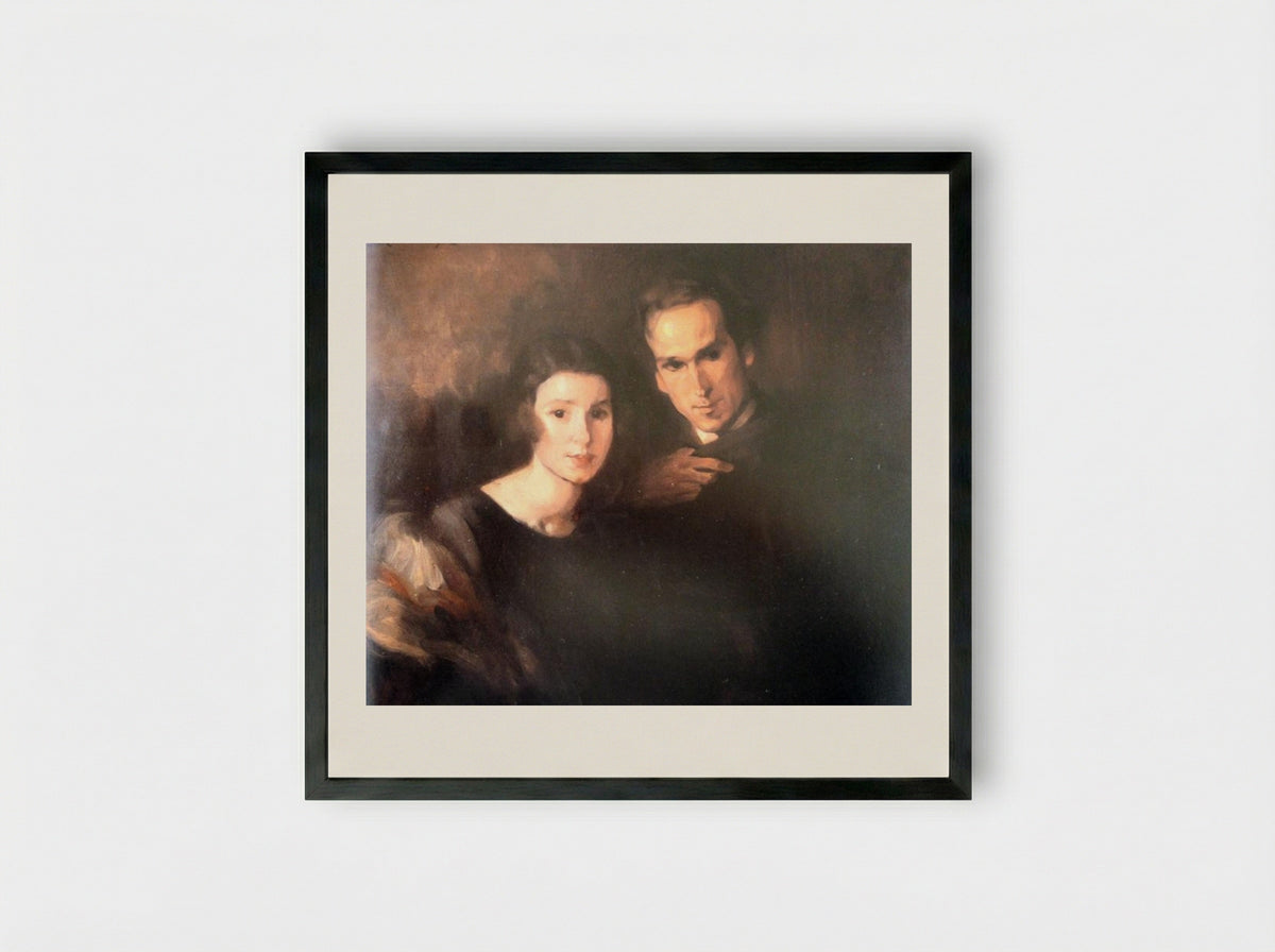 Retrato de Cláudio e Maria - António Carneiro - Framed Print Black