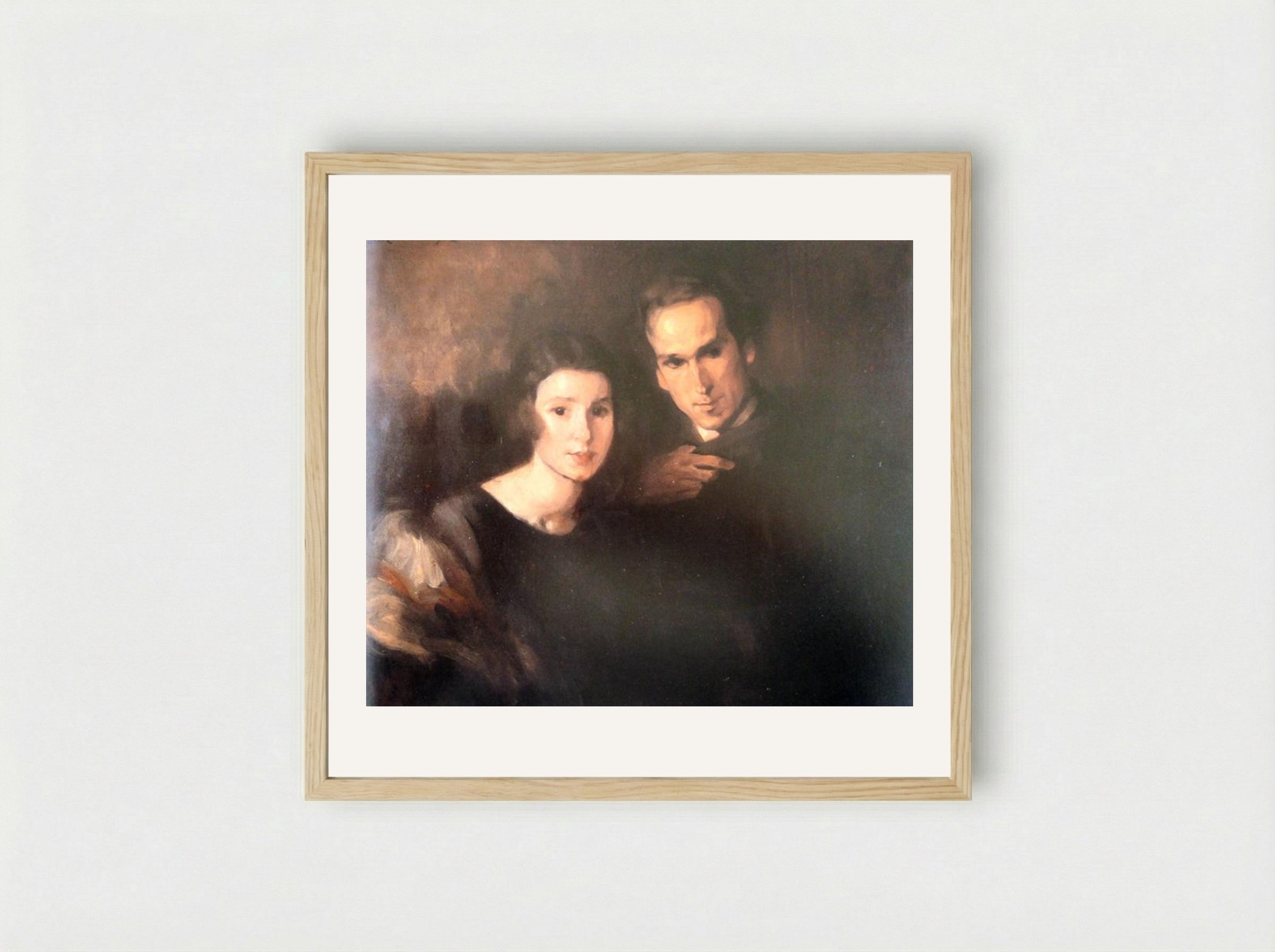 Retrato de Cláudio e Maria - António Carneiro - Framed Print Wood