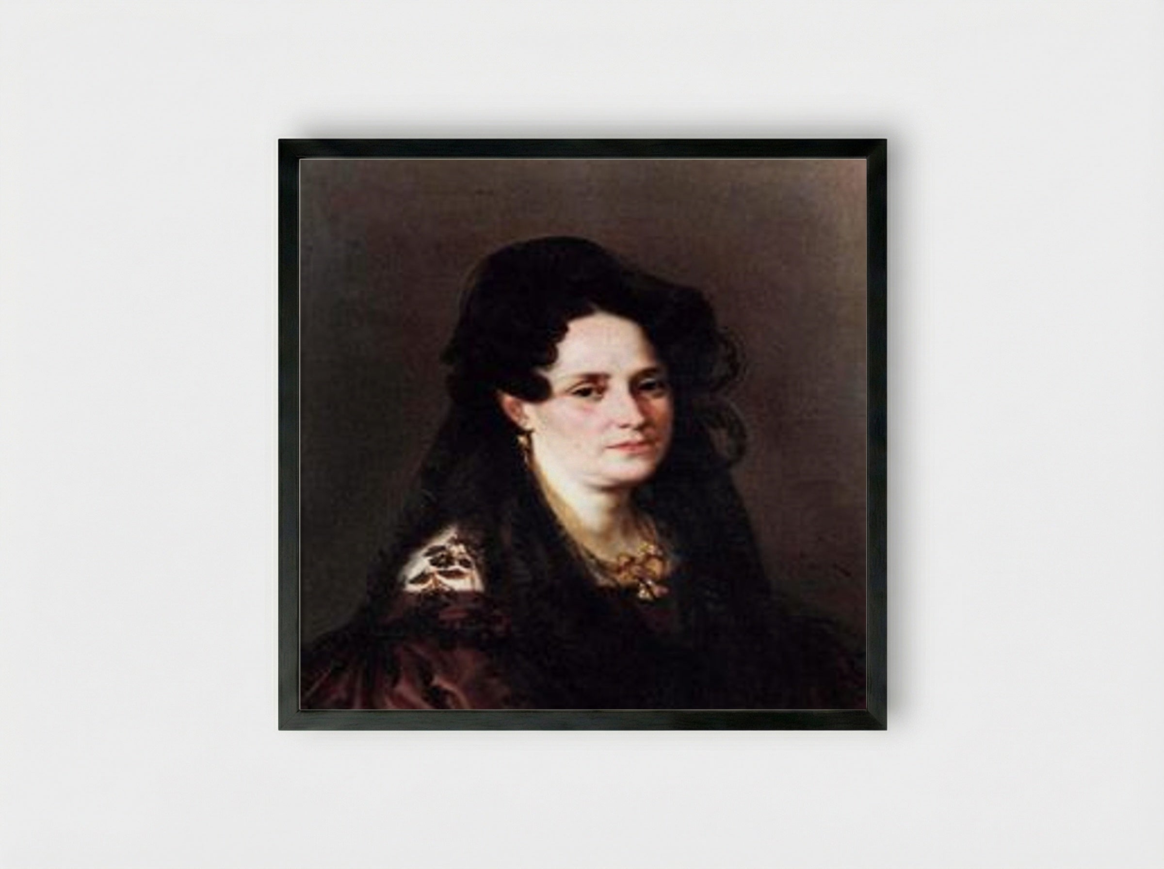 Retrato de mujer - Joaquín Manuel Fernández Cruzado - Framed Print Black