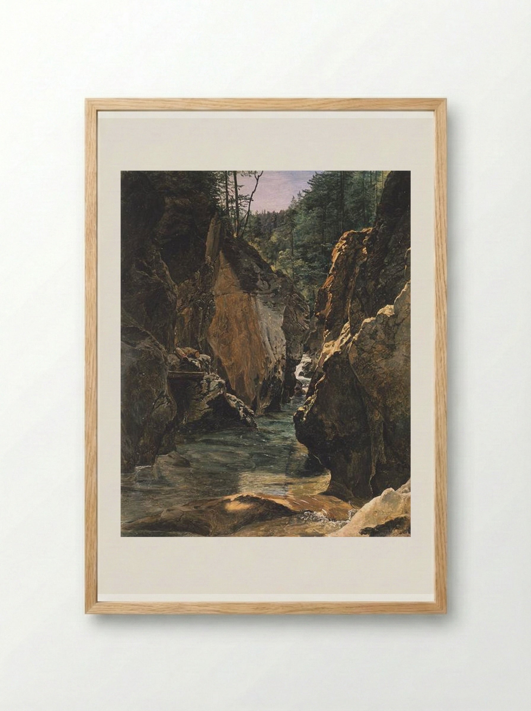 Rettenbach-gorge at Ischl - Ferdinand Georg Waldmüller - Framed Print Wood