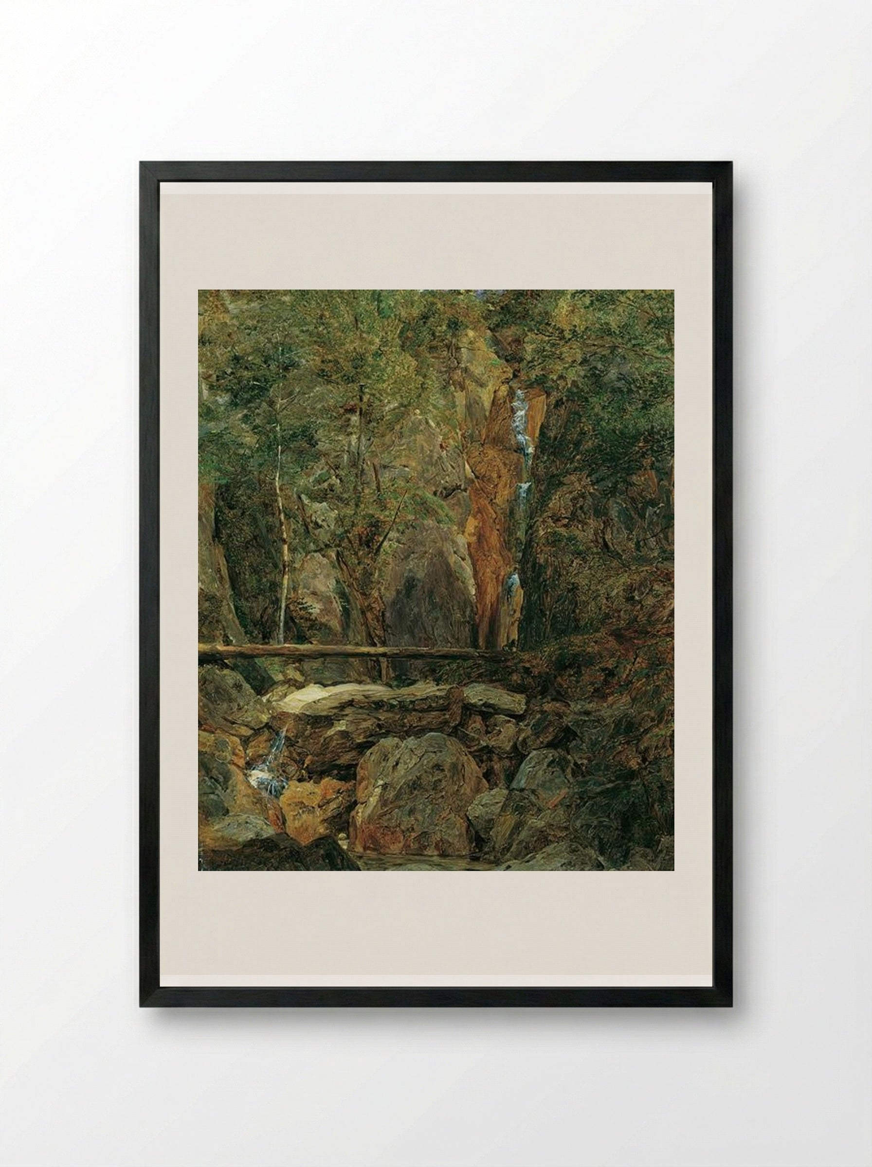 Rettenbach wilderness near Ischl - Ferdinand Georg Waldmüller - Framed Print Black