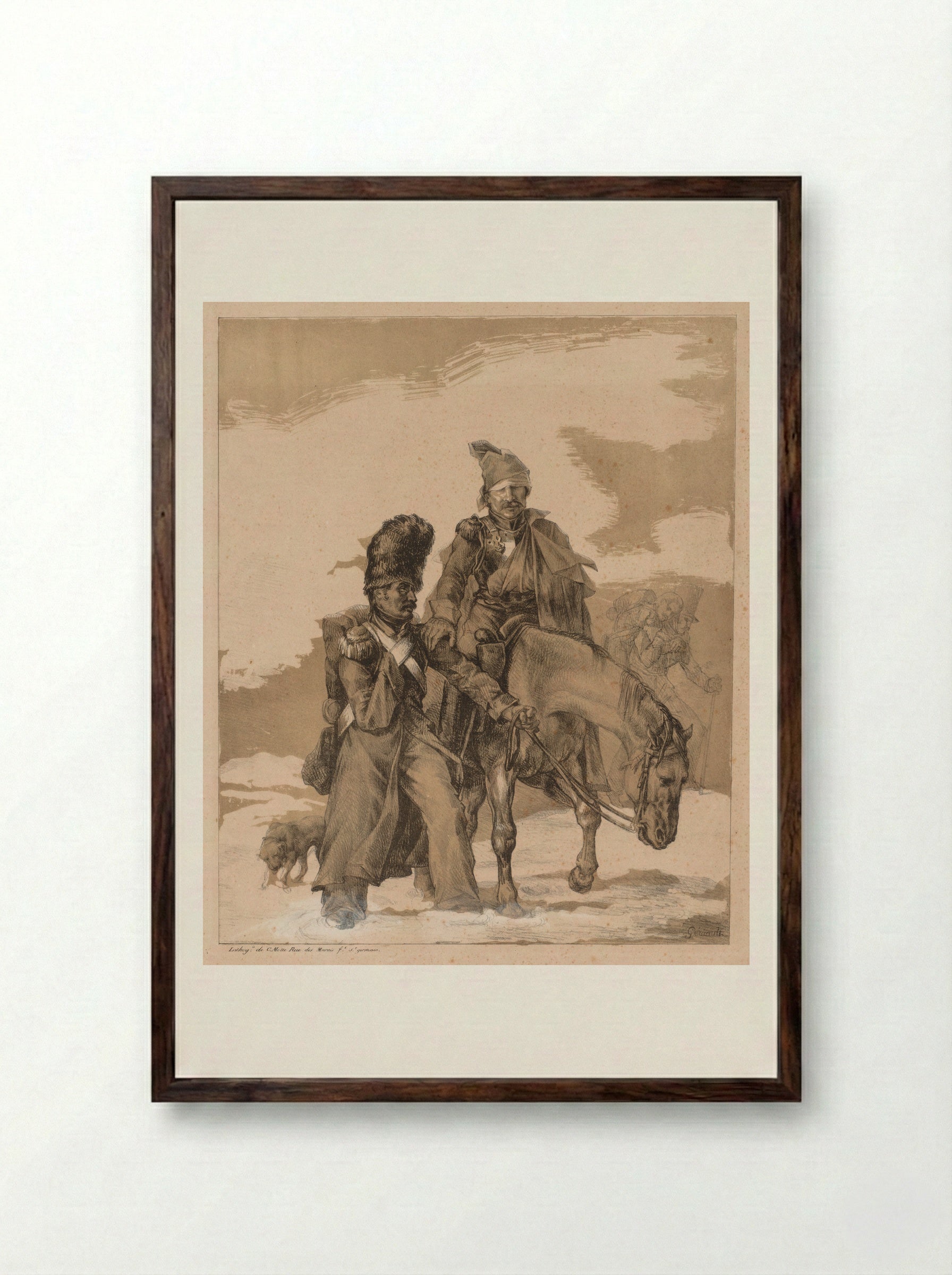 Return from Russia - Théodore Géricault - Framed Print Dark Wood